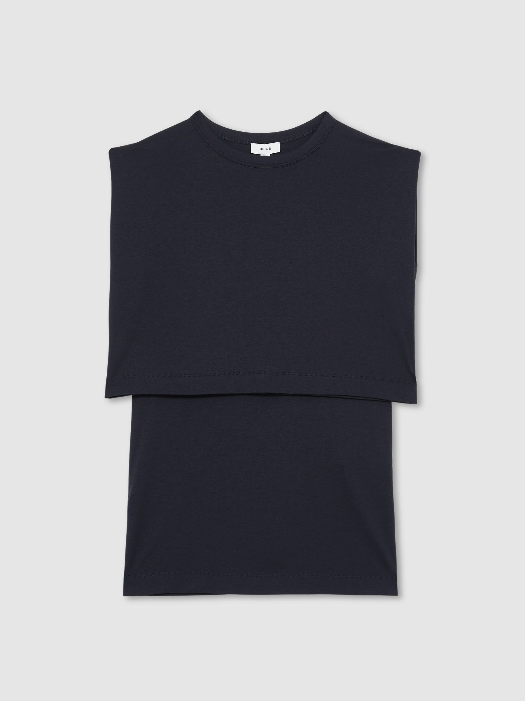 Double-Layer Sleeveless Top in Navy