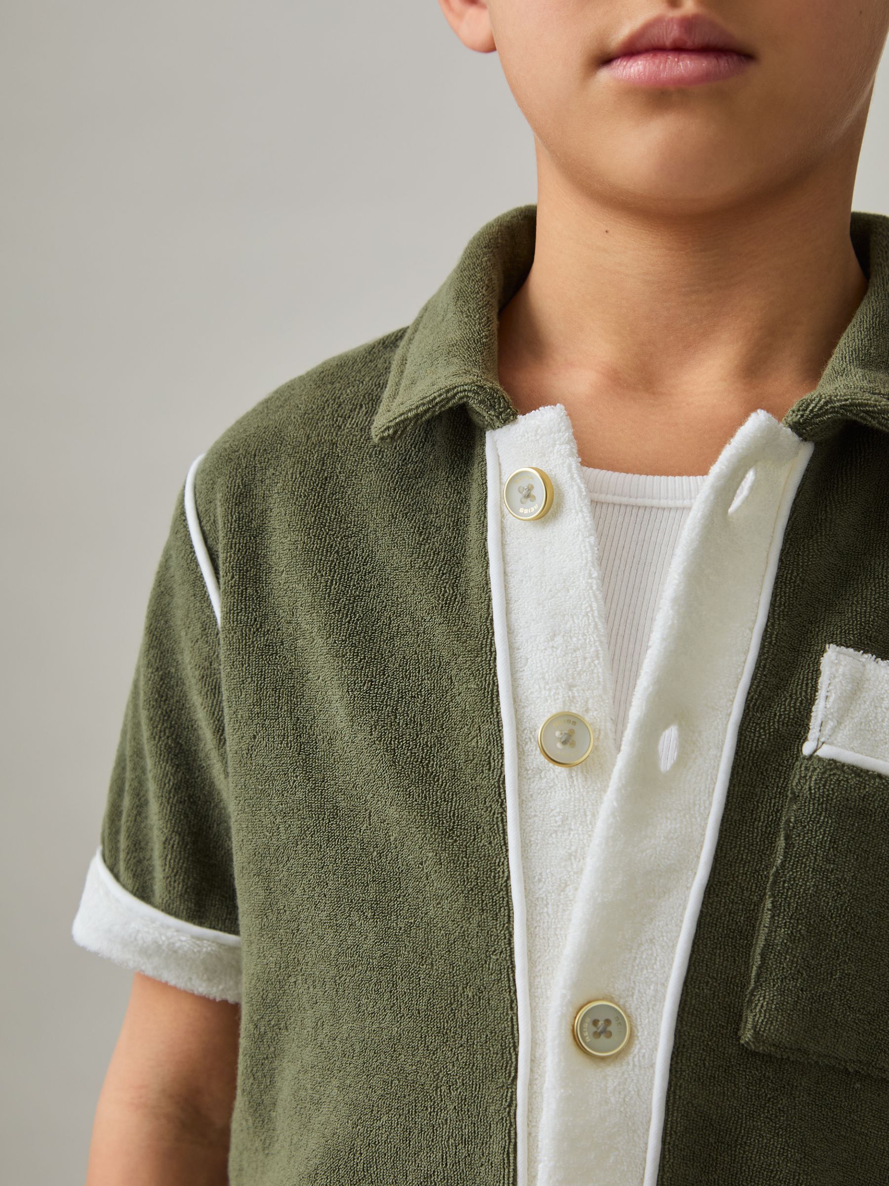 3-9 yrs Velour Colour-Block Shirt in Green Multi