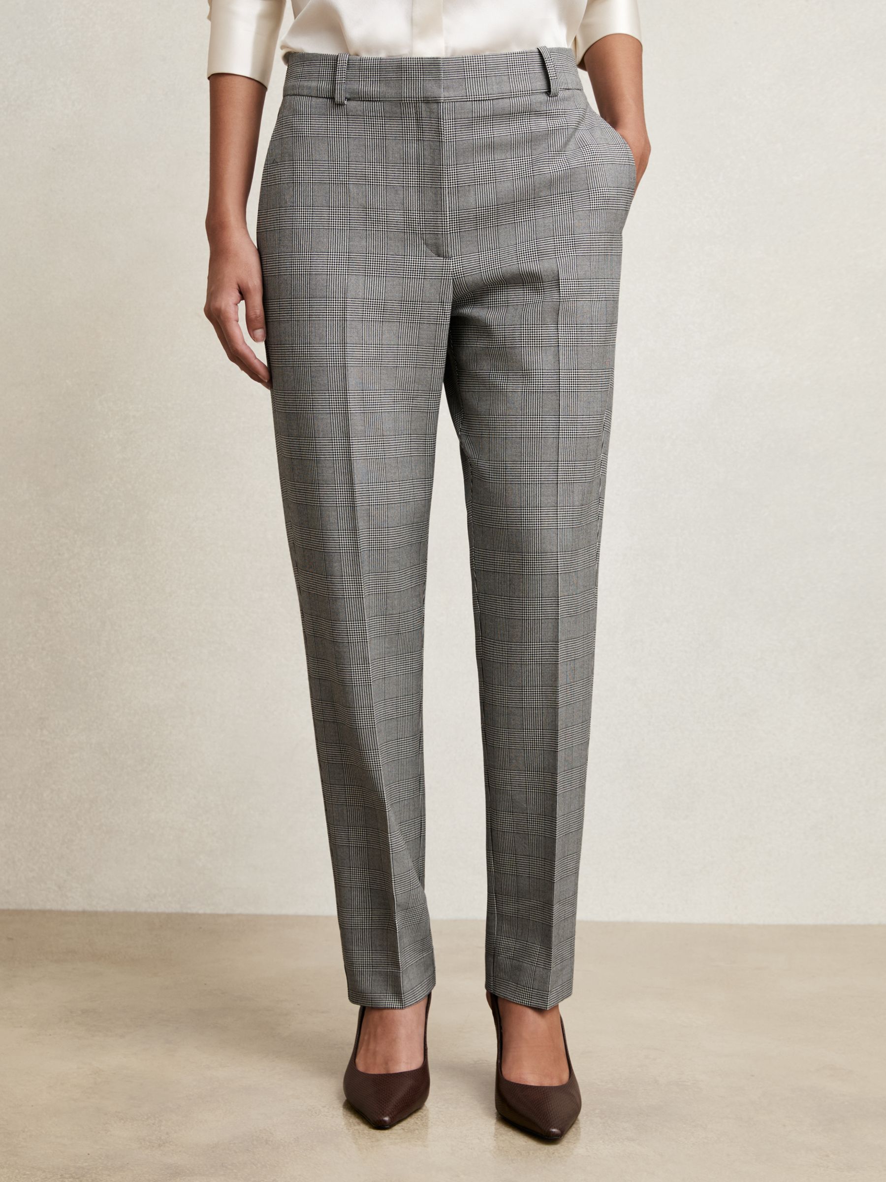 Check Slim-Fit Suit Trousers in Grey