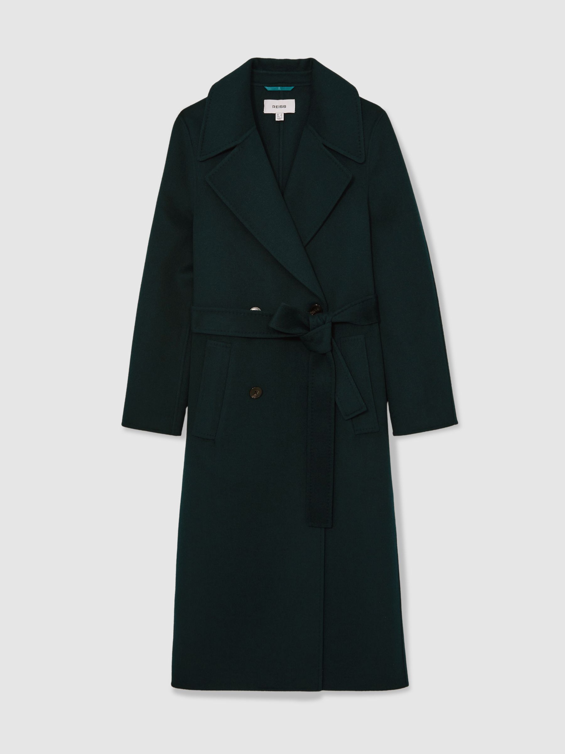 Petite Double-Breasted Blindseam Coat Wool-Blend in Green