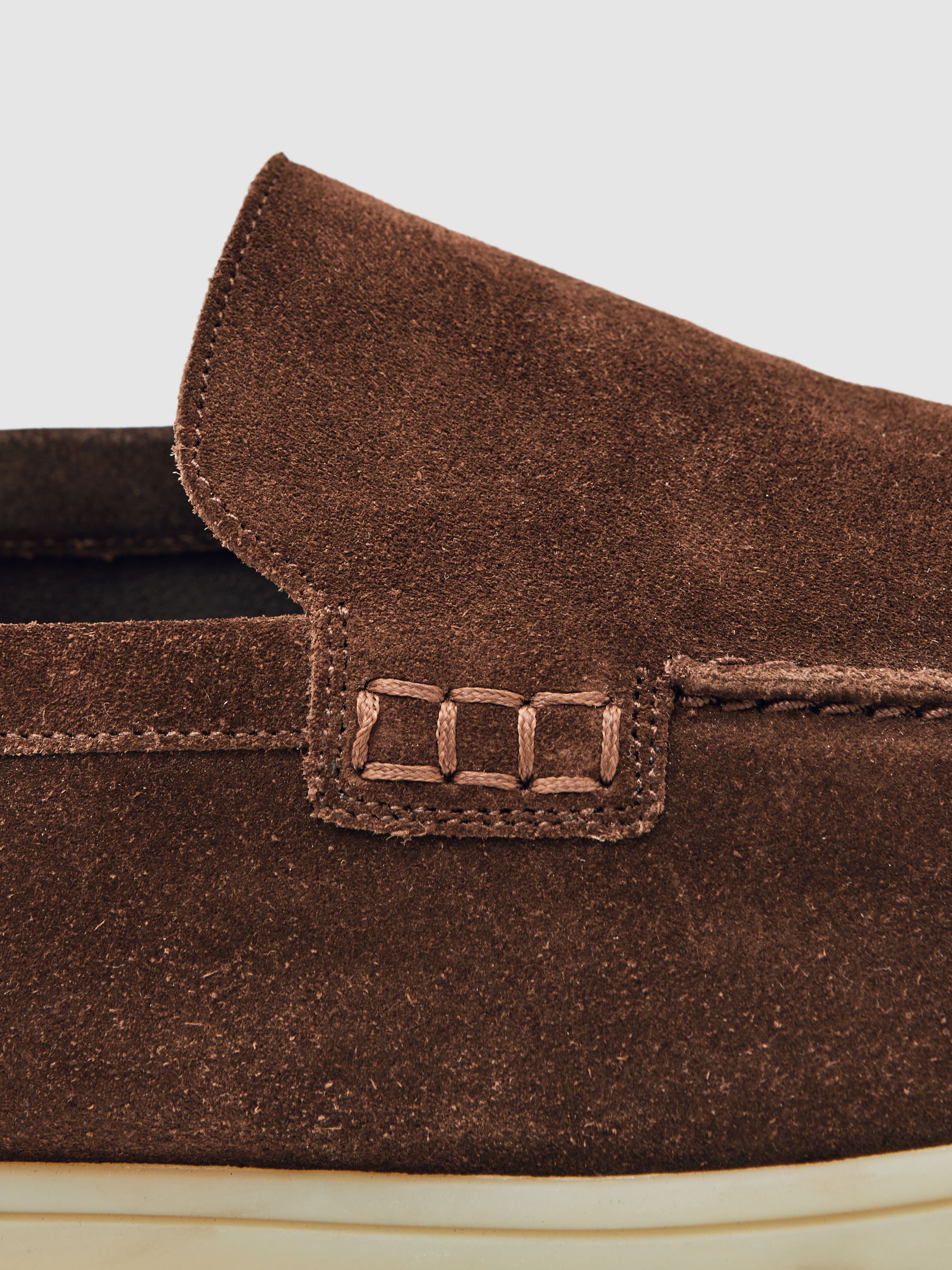 Suede Slip-On Loafers in Chocolate Brown