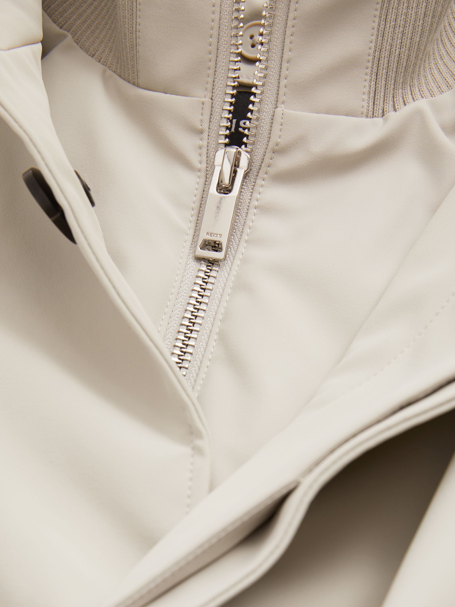 Hybrid Removable Funnel Neck Overcoat in Stone