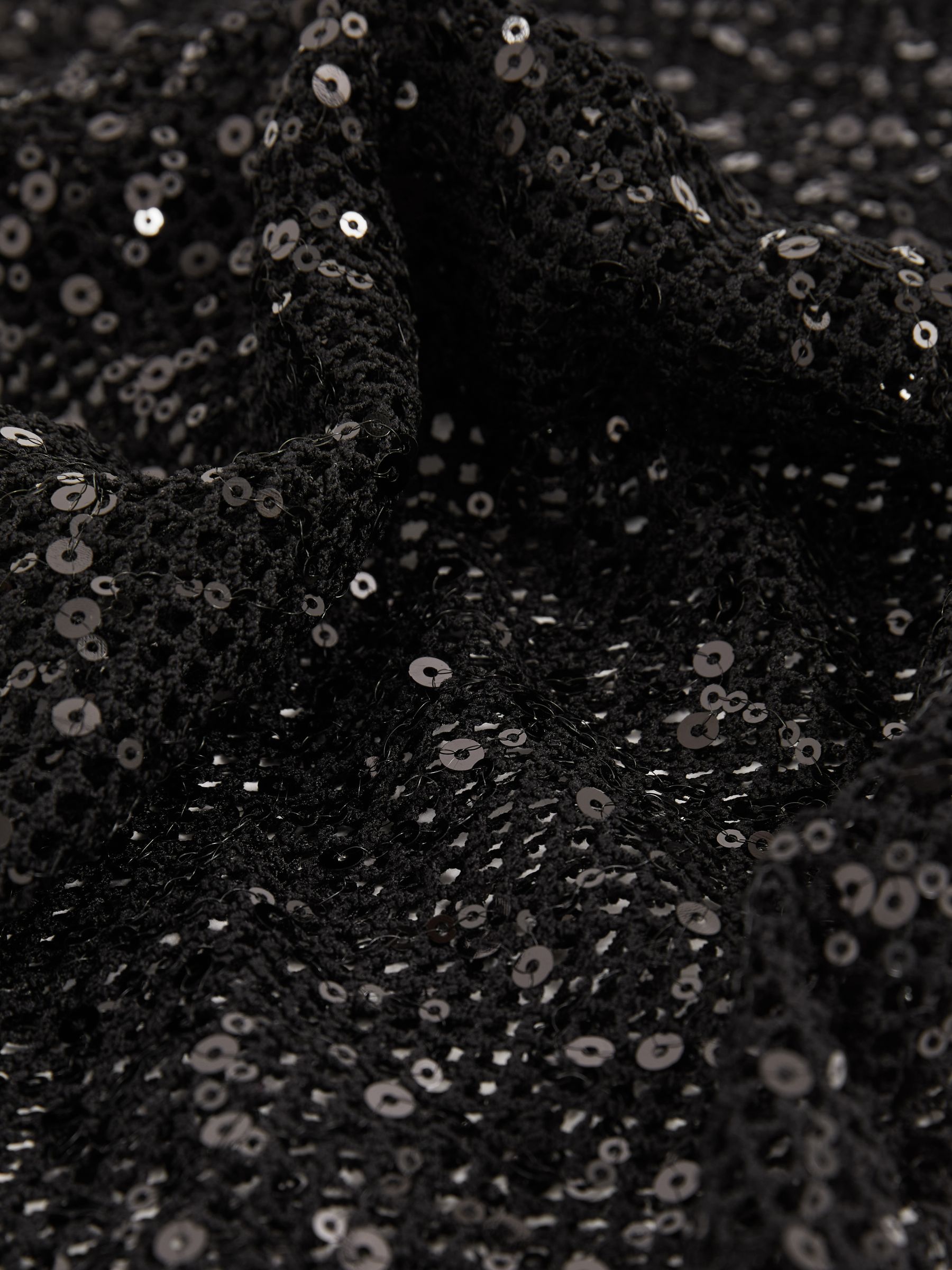 Good American Sequin Crochet Beach Cover-Up Dress in Black