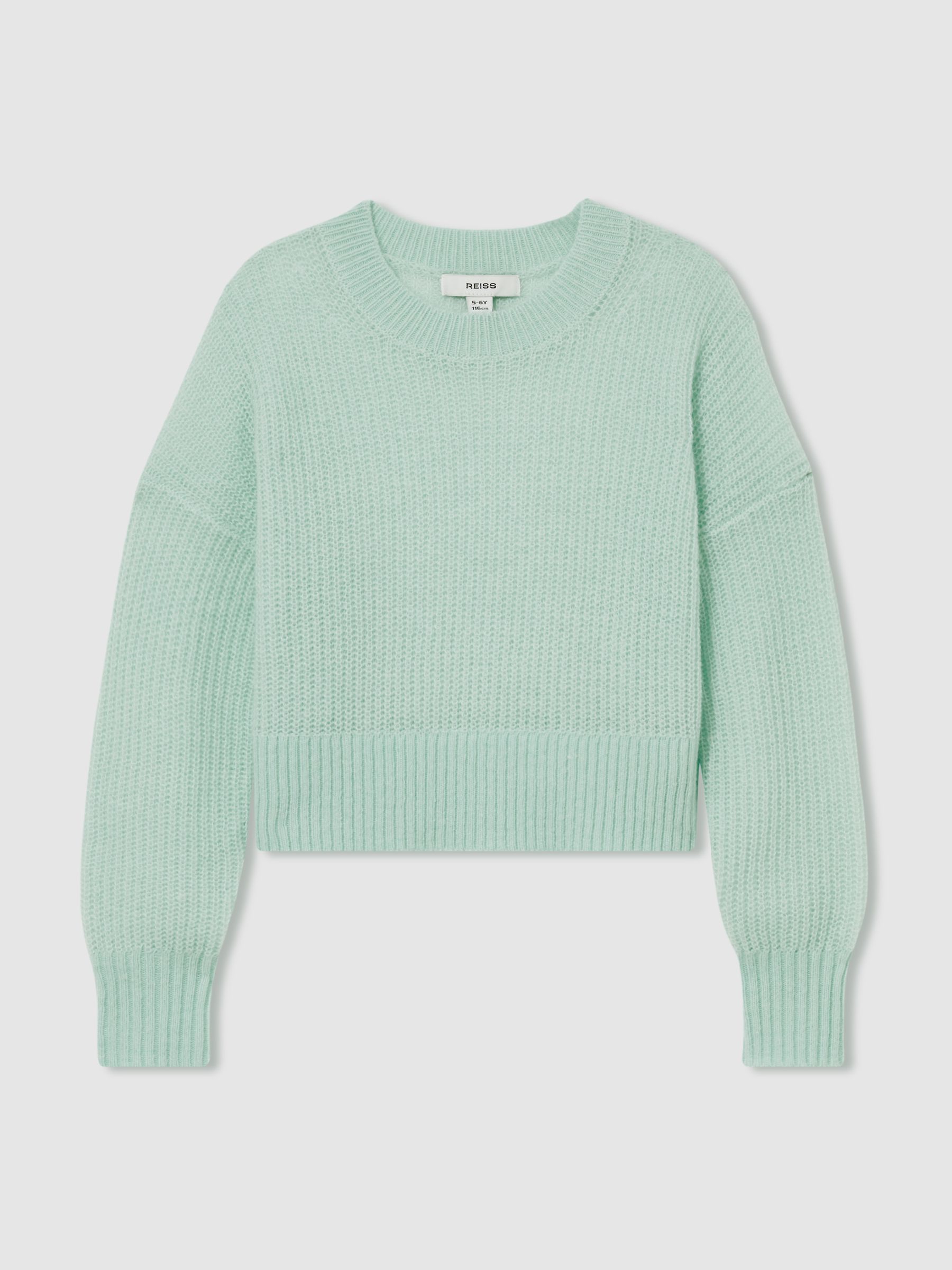 4-9 yrs Rib-Knit Jumper With Wool and Alpaca in Aqua