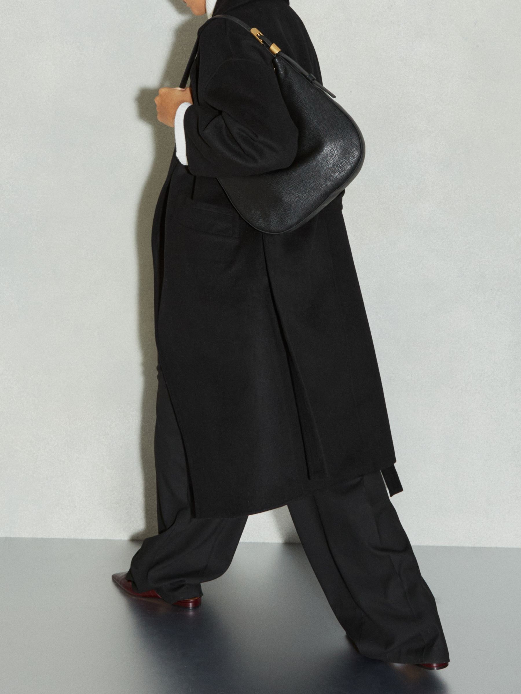 Leather and Suede Shoulder Bag in Black