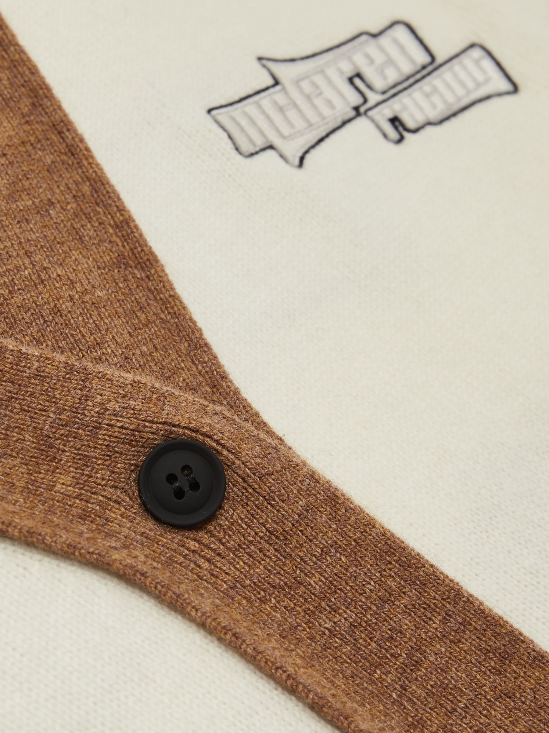 McLaren F1 Team Crop Varsity Cardigan in Off White/Camel