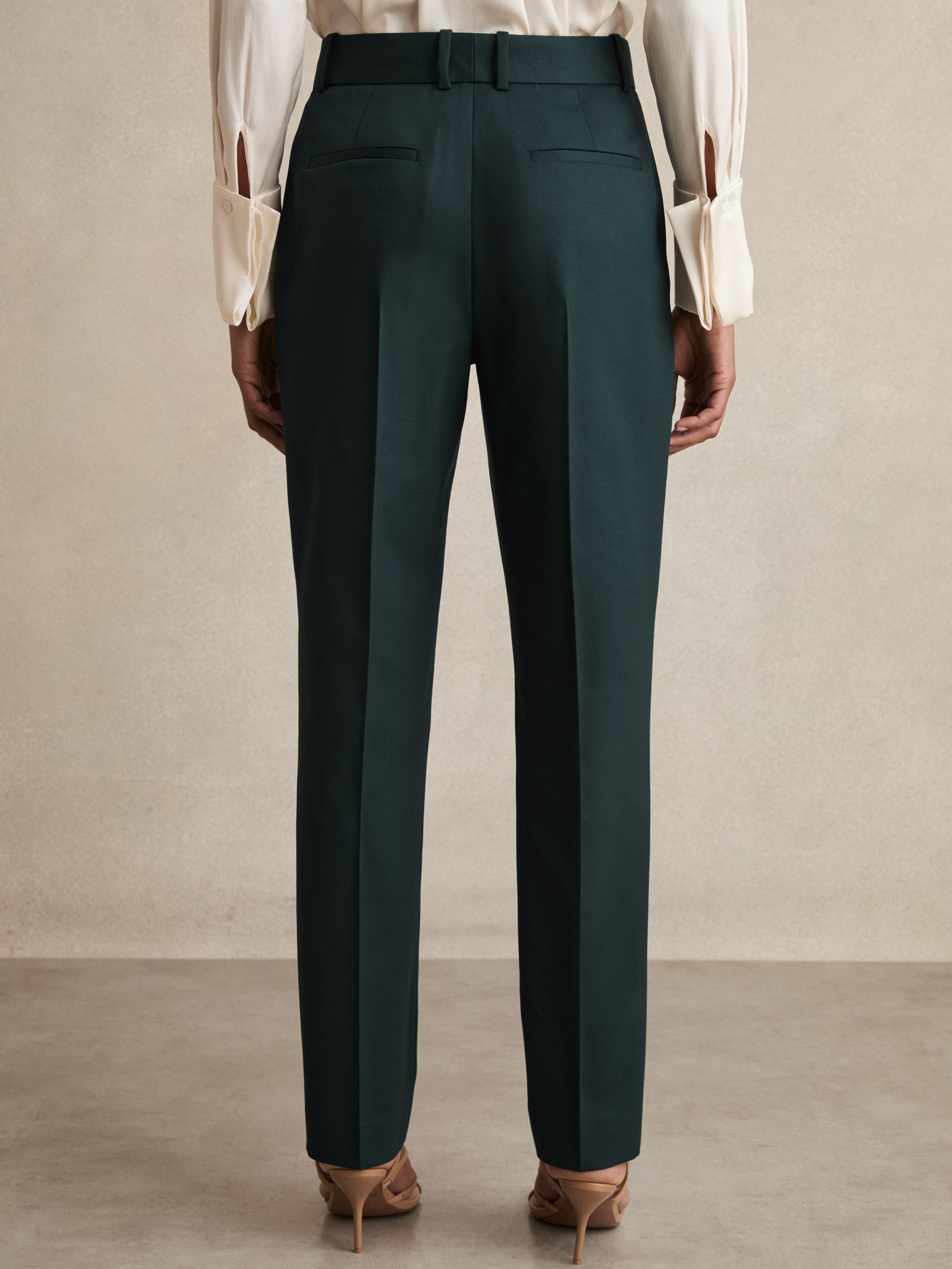 Petite Wool-Blend Slim-Fit Suit Trousers in Green