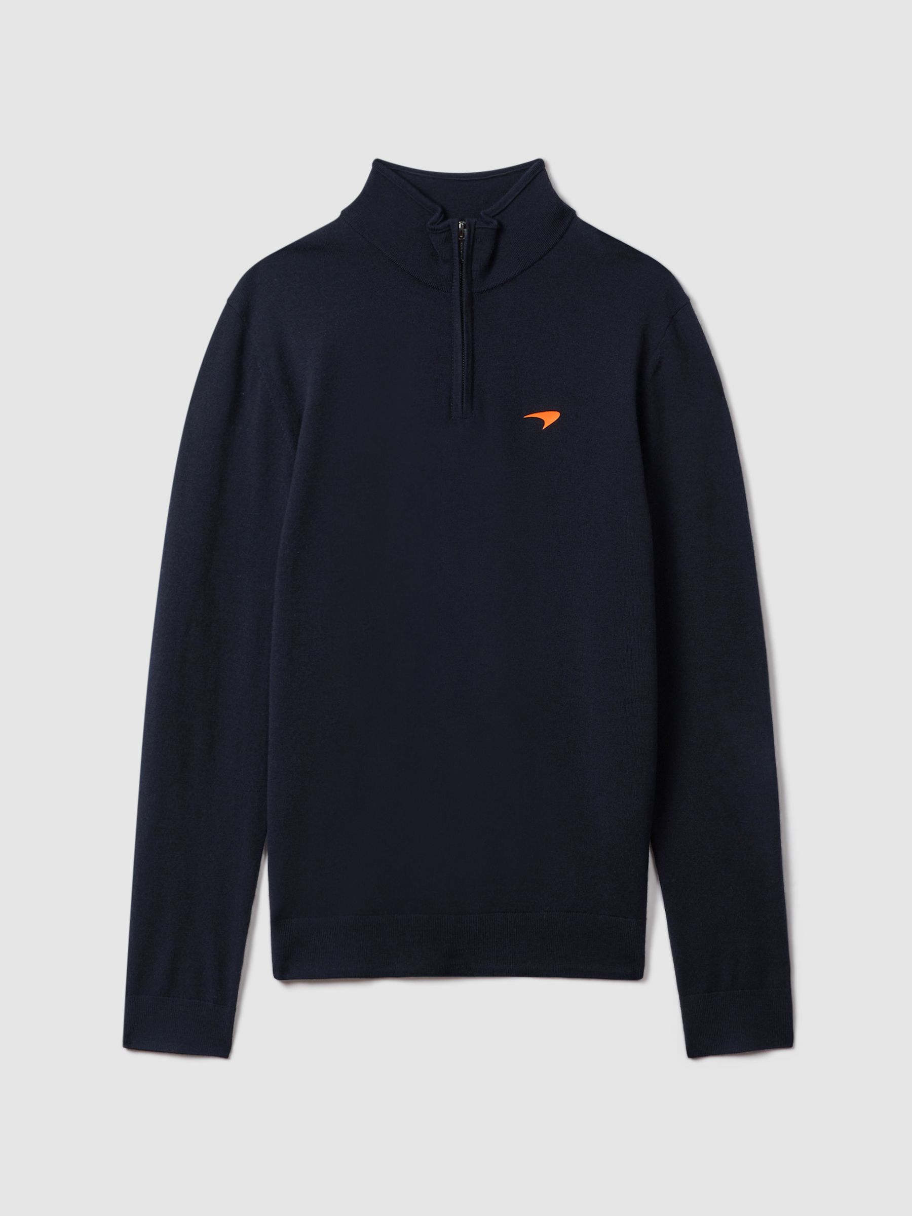 McLaren F1 Merino Half-Zip Funnel Neck Jumper in Navy