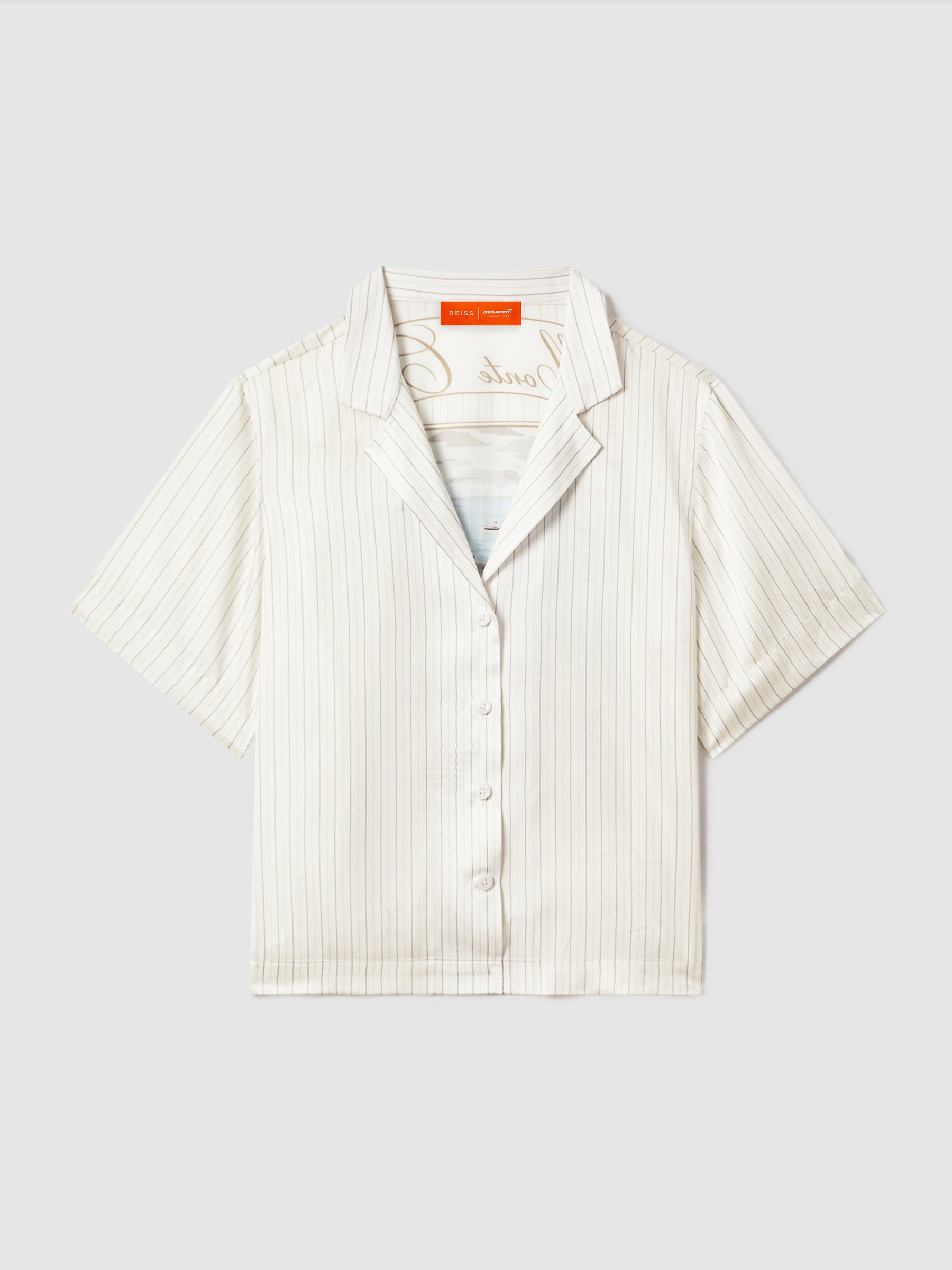 McLaren F1 Monte Carlo Exclusive Cuban Collar Shirt in White Multi