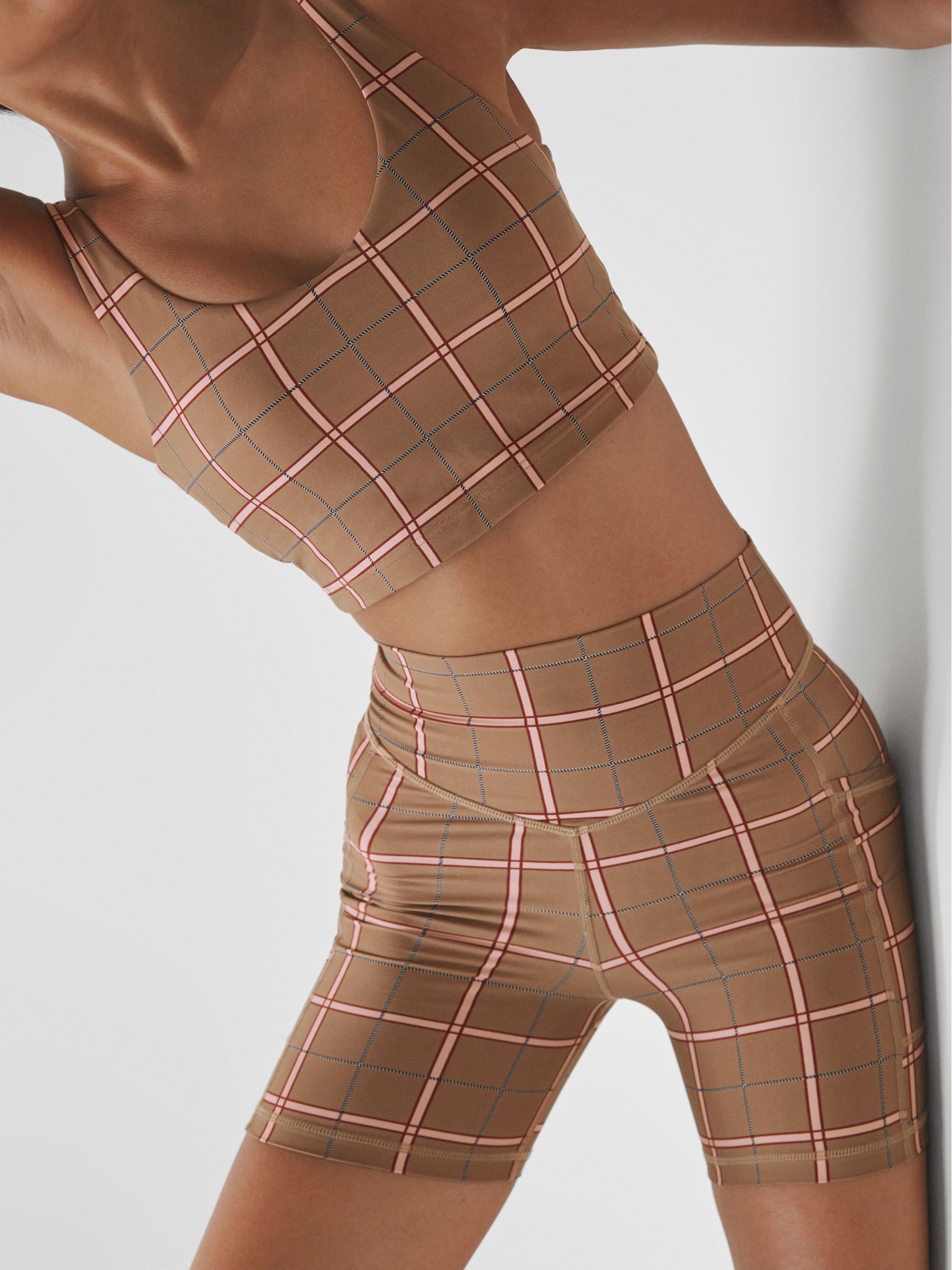 The Upside Check Spin Shorts in Brown Check