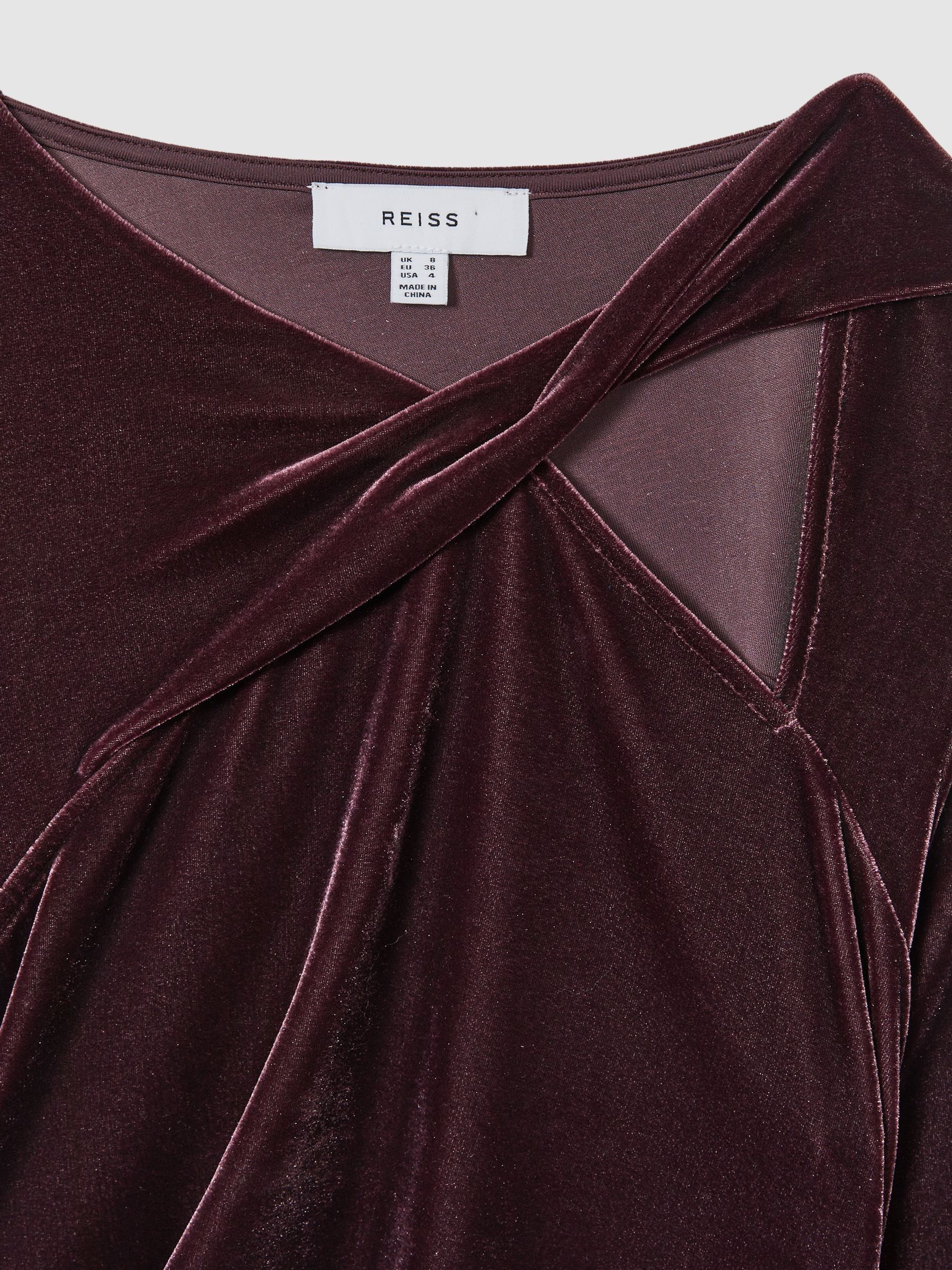 Velvet Cut-Out Mini Dress in Berry