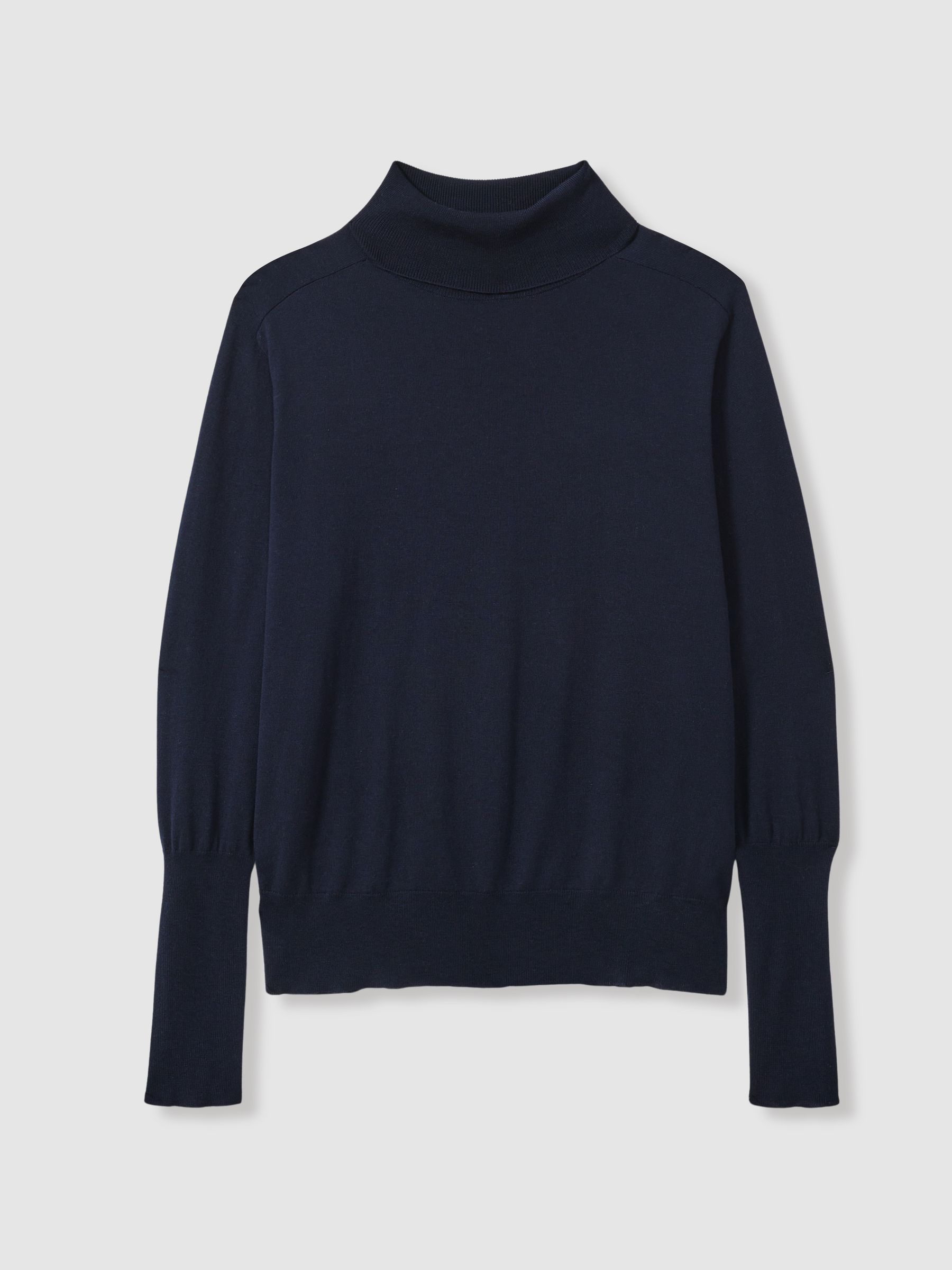 Roll-Neck Jumper With Cashmere in Navy