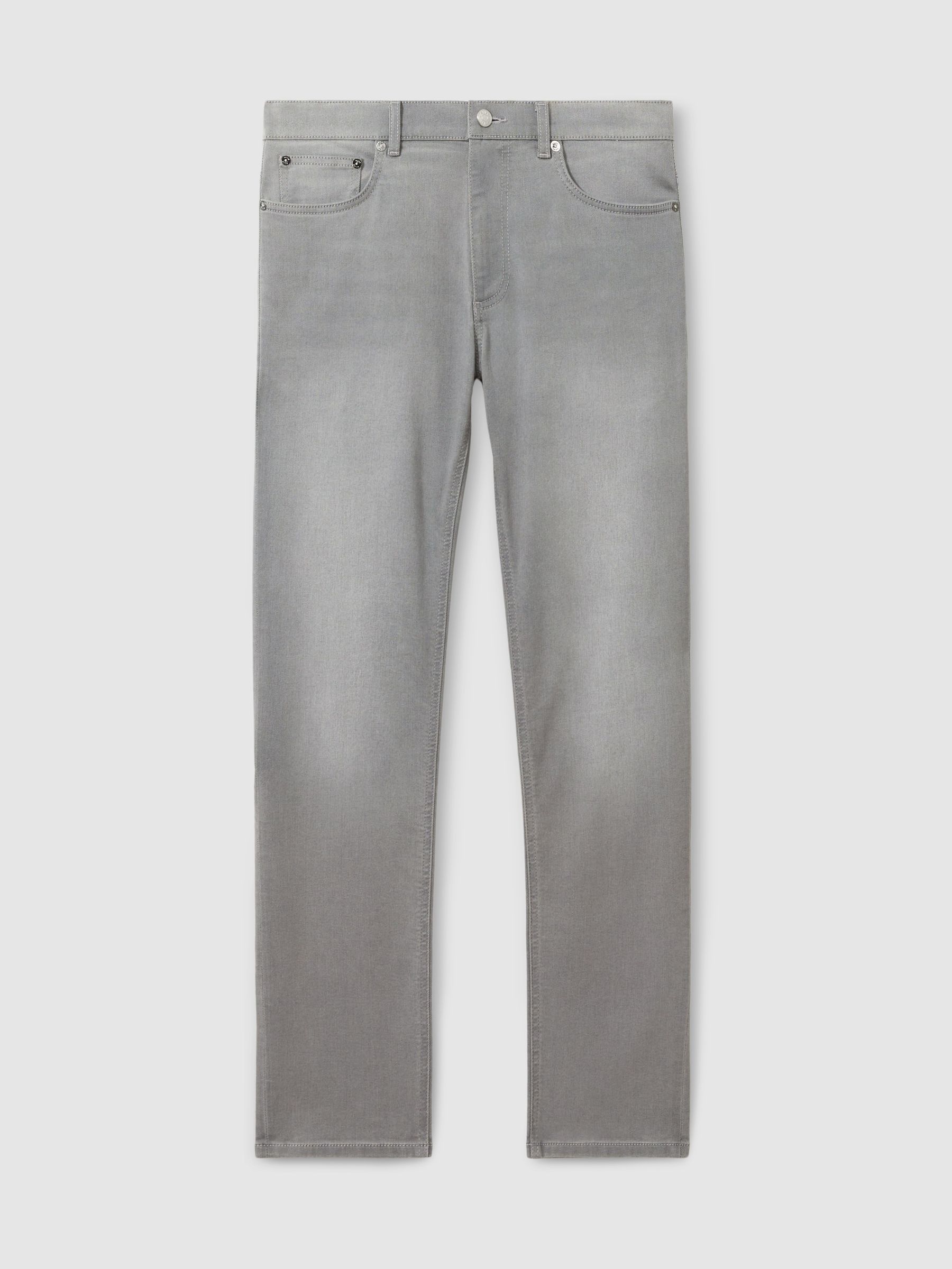 Cotton-Stretch Slim-Fit Jeans in Light Washed Grey