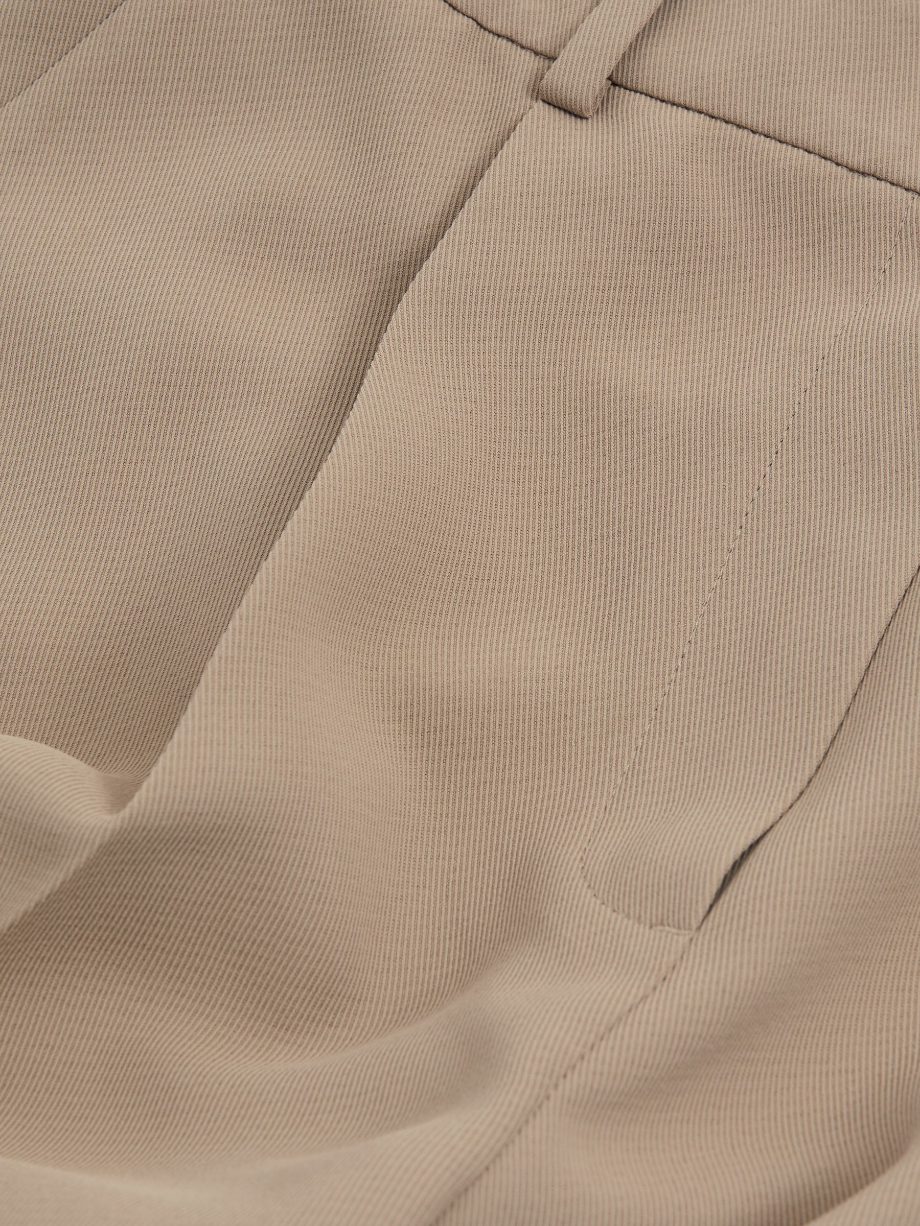 Petite Half-Elasticated Wide Leg Trousers in Mink Neutral