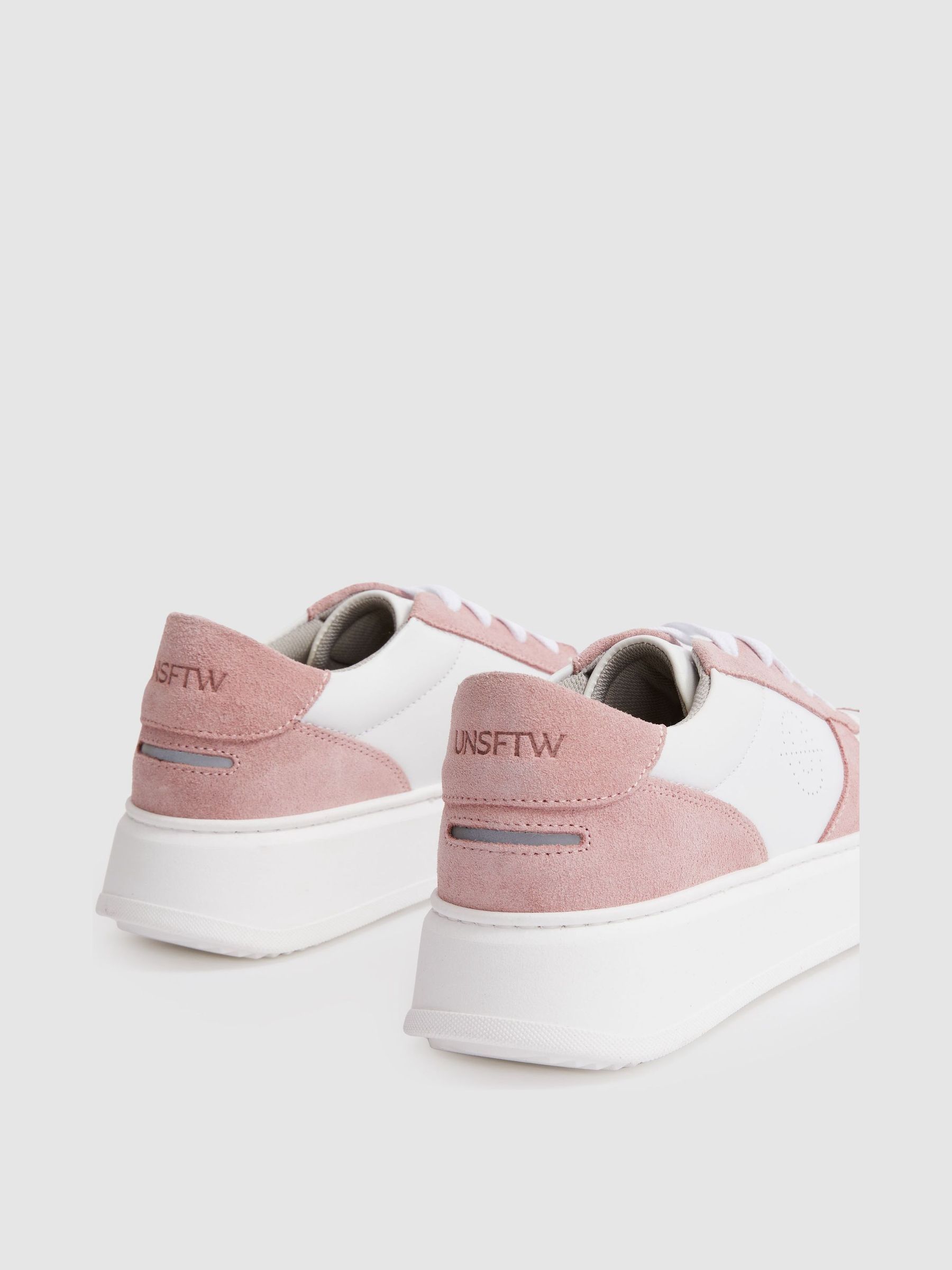 Unseen Footwear Suede and Leather Trainers in Pink/White