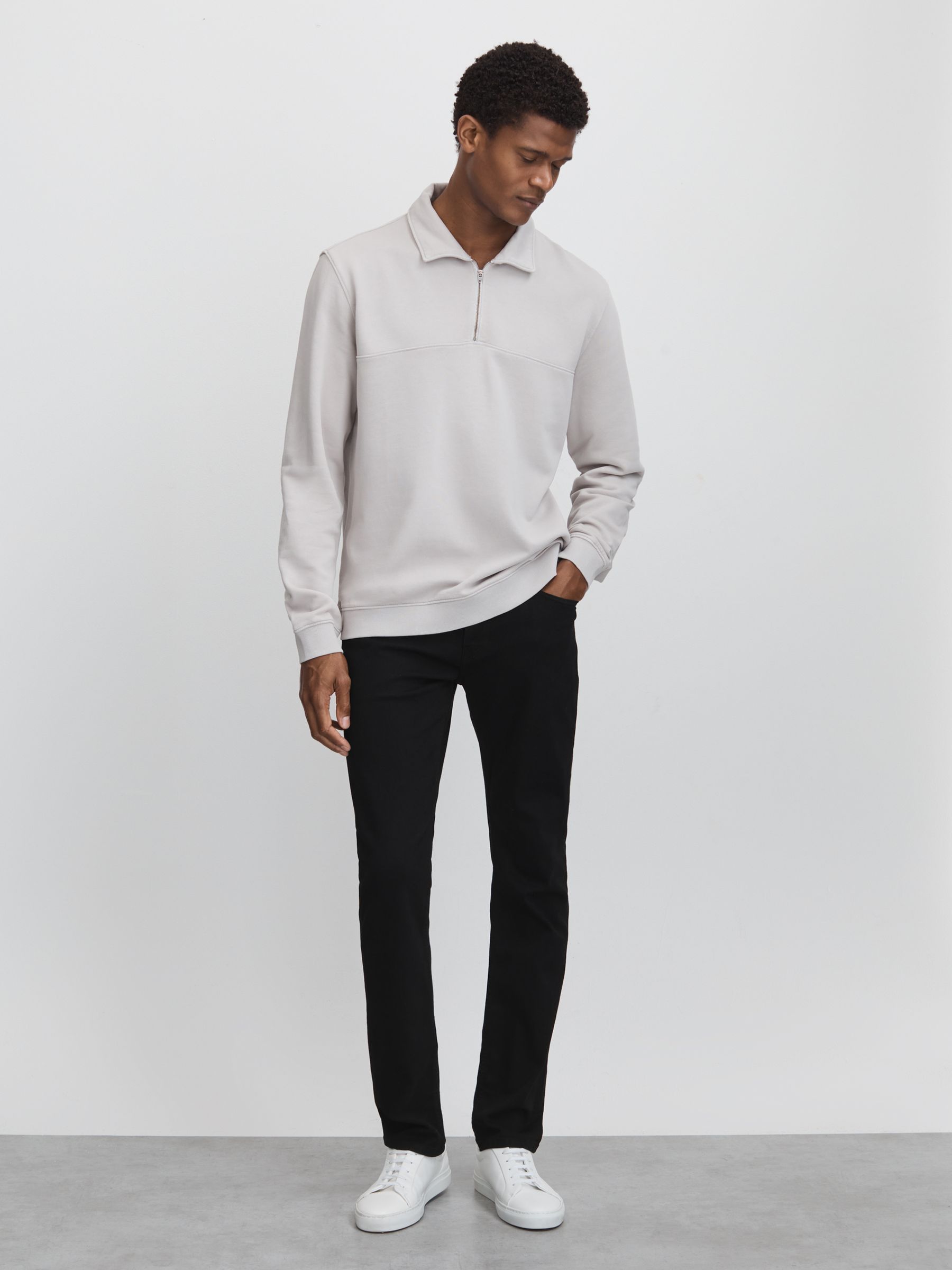 Paige Slim Fit Stretch Jeans in Black Shadow