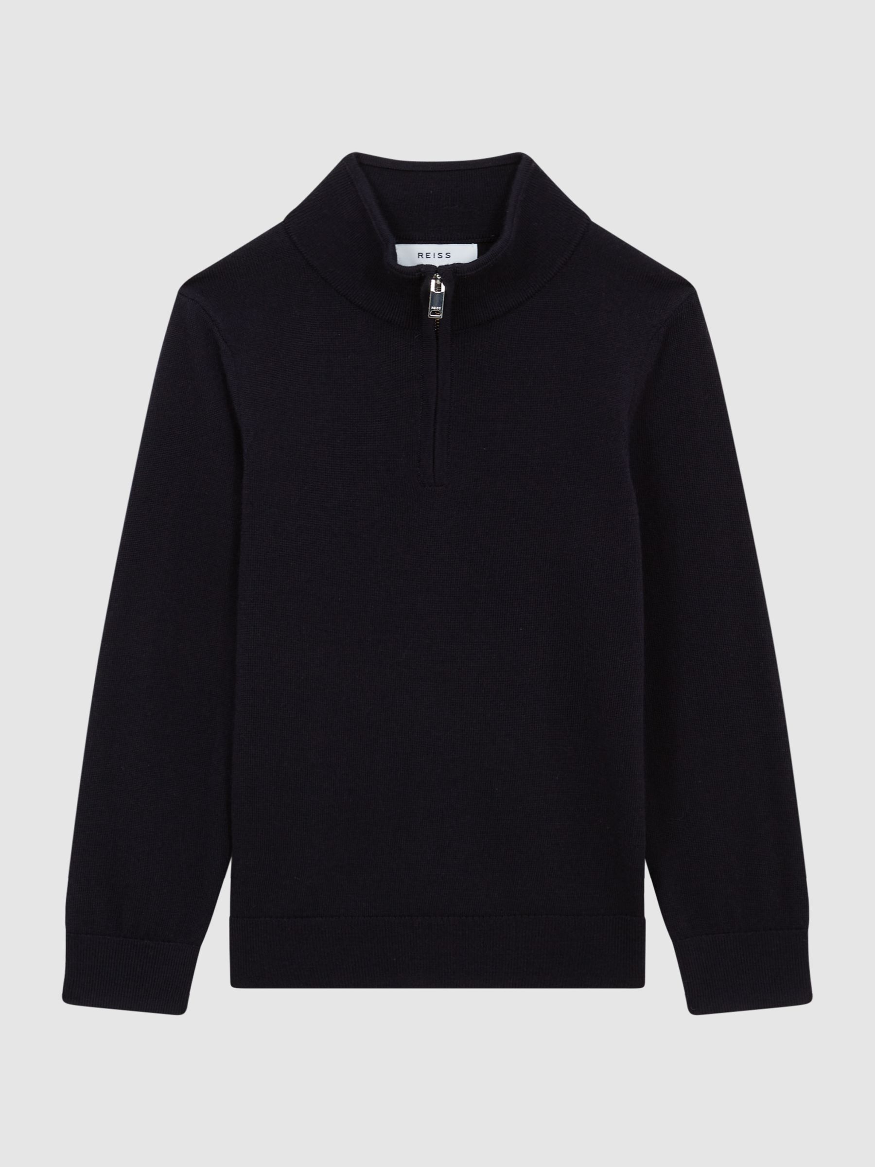 4-9 yrs Merino Wool Zip-Neck Jumper in Navy