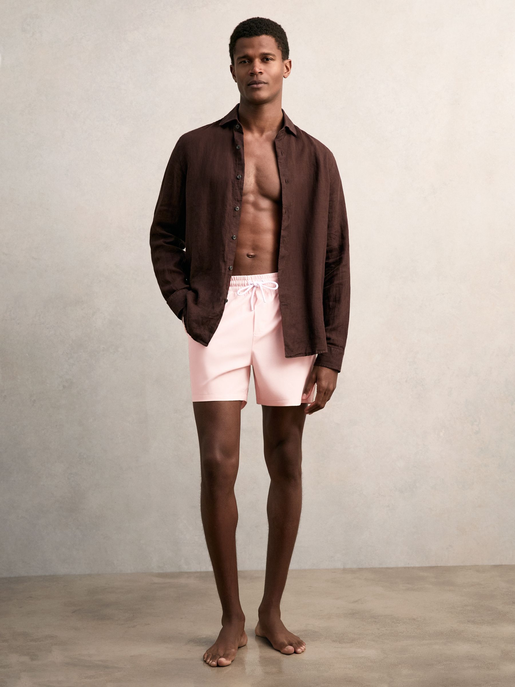 Drawstring Swim Shorts in Pink