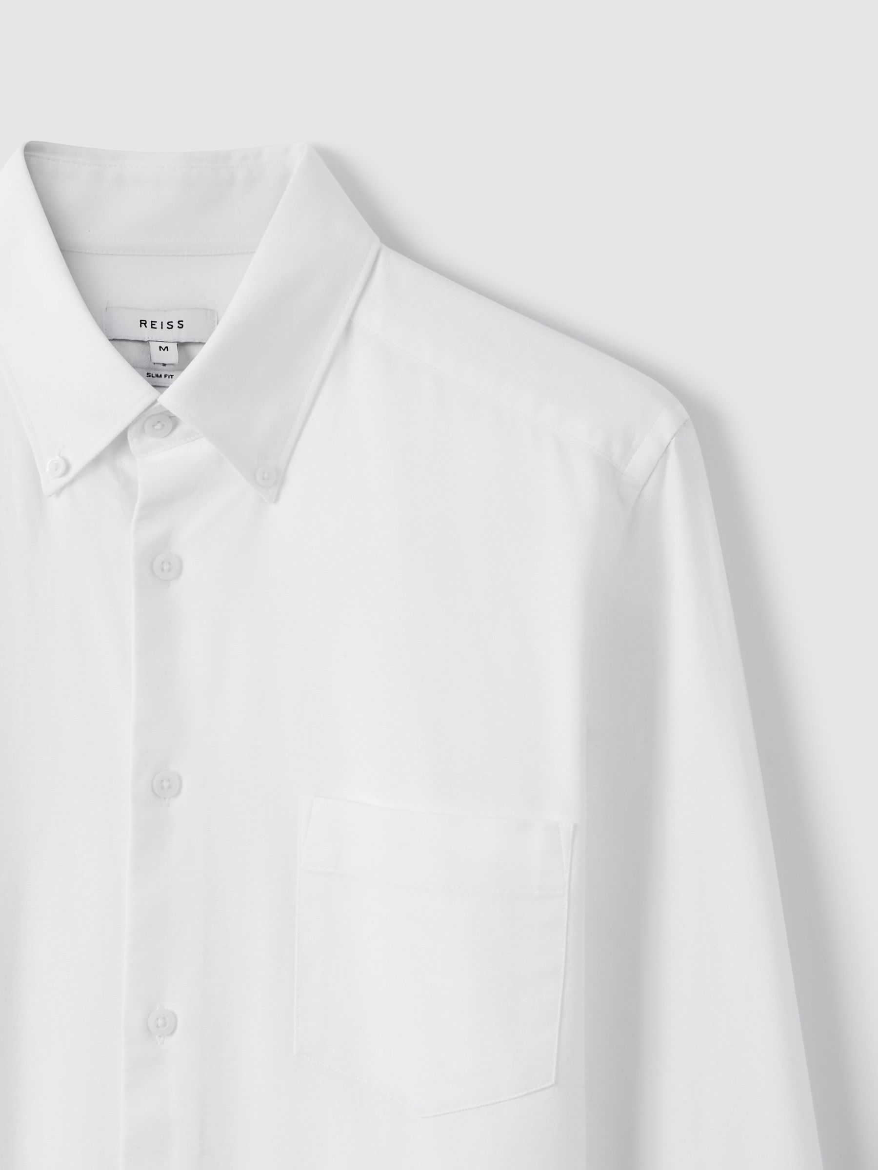 Slim-Fit Button-Down Collar Cotton Oxford Shirt in White