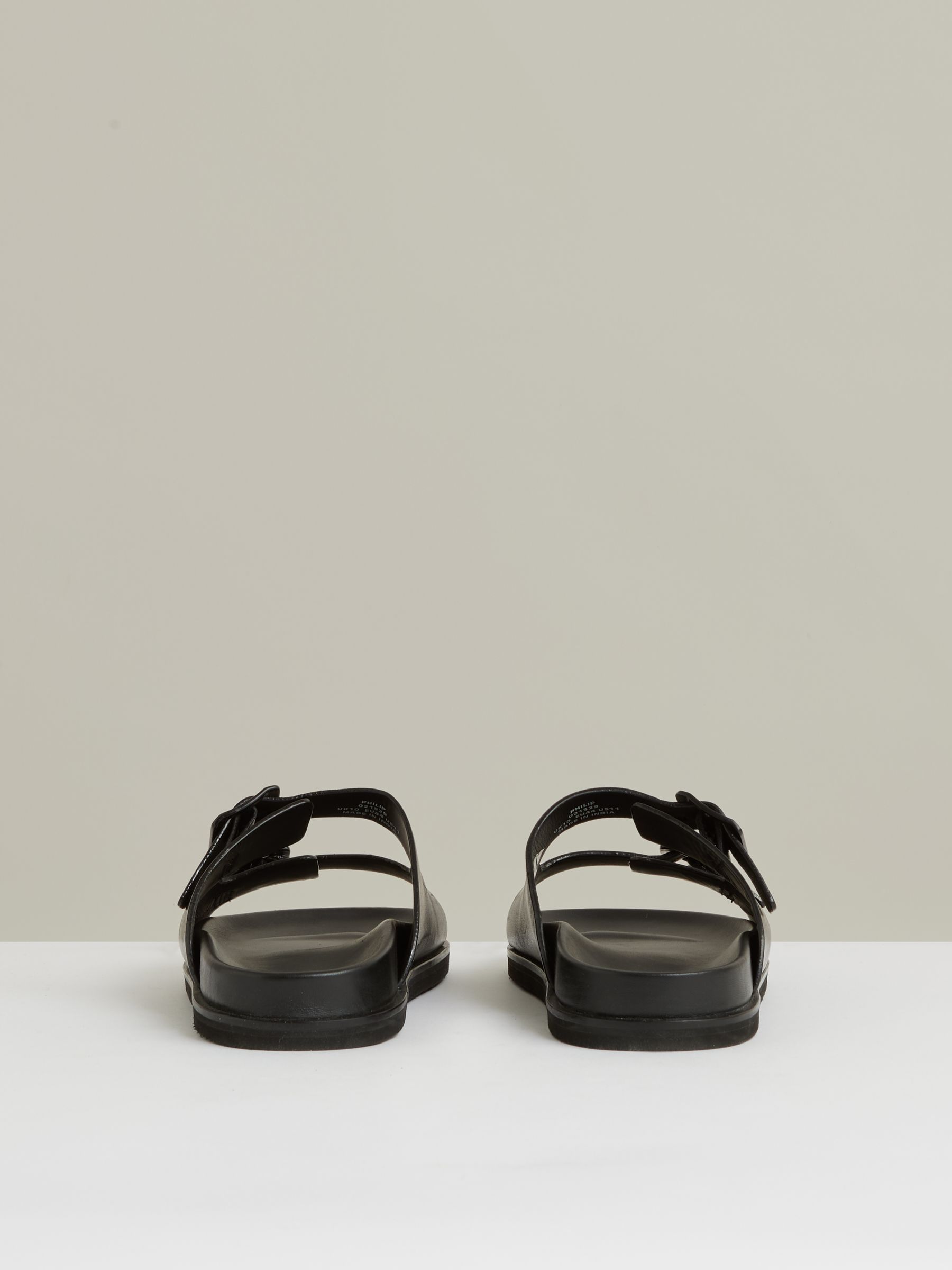 Leather Double-Strap Sandals in Black