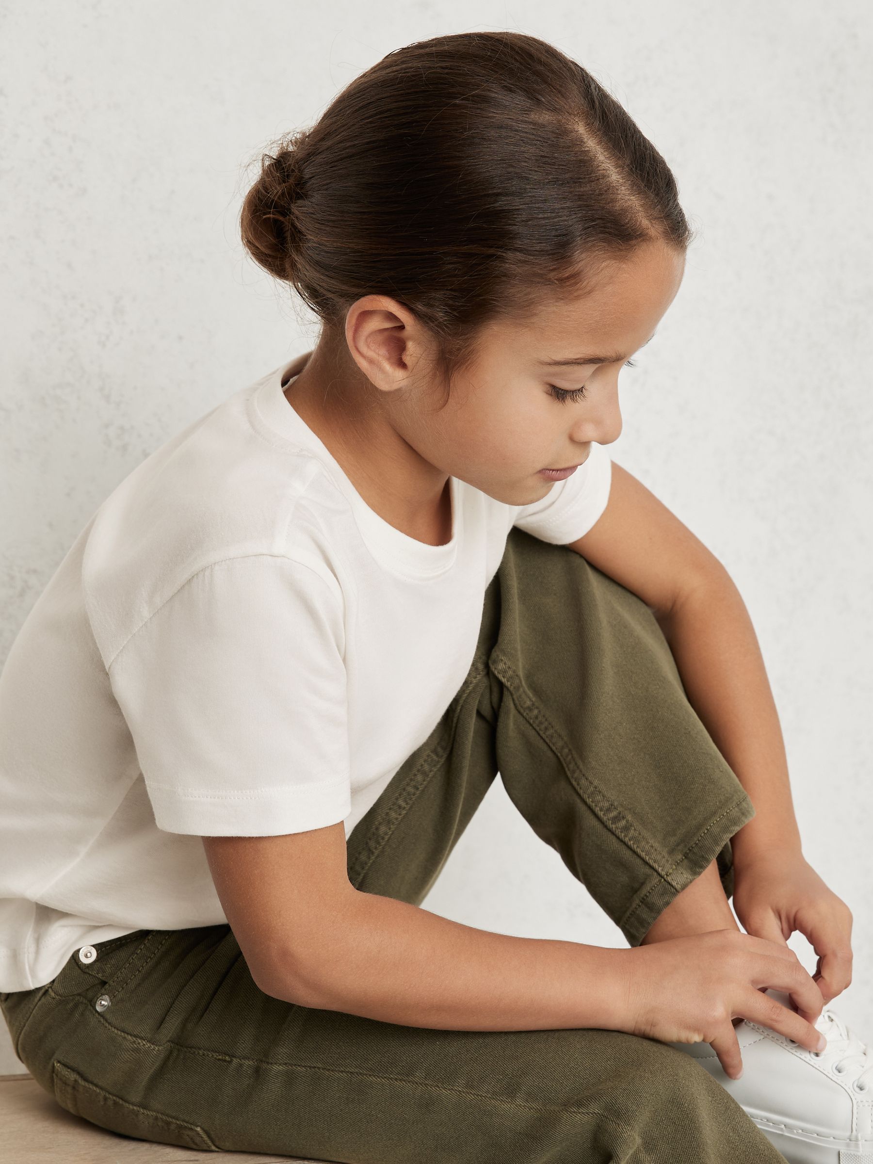 3-9 yrs Cotton Crew Neck T-Shirt in Ivory