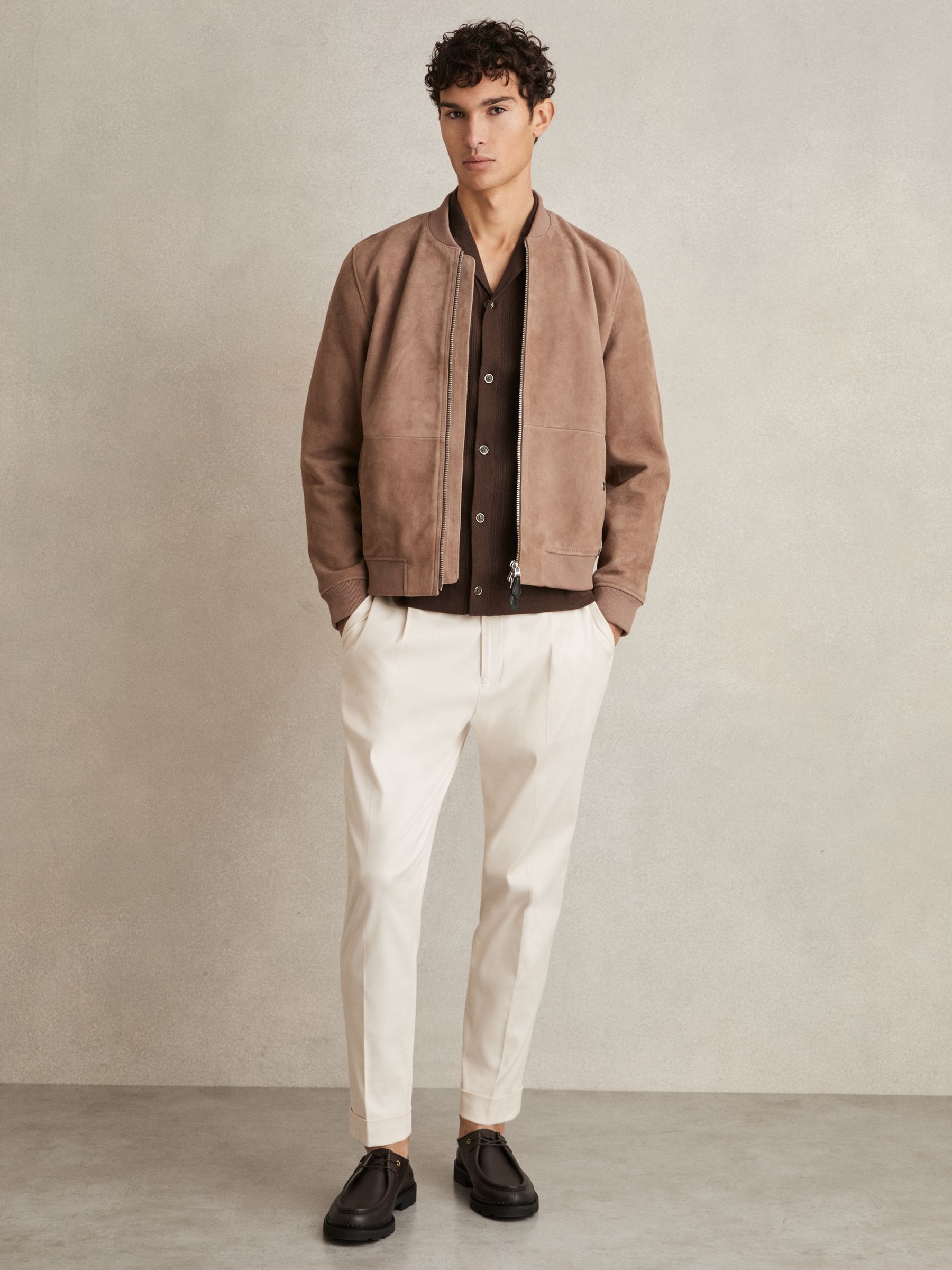 Textured-Knit Short-Sleeve Shirt in Chocolate Brown