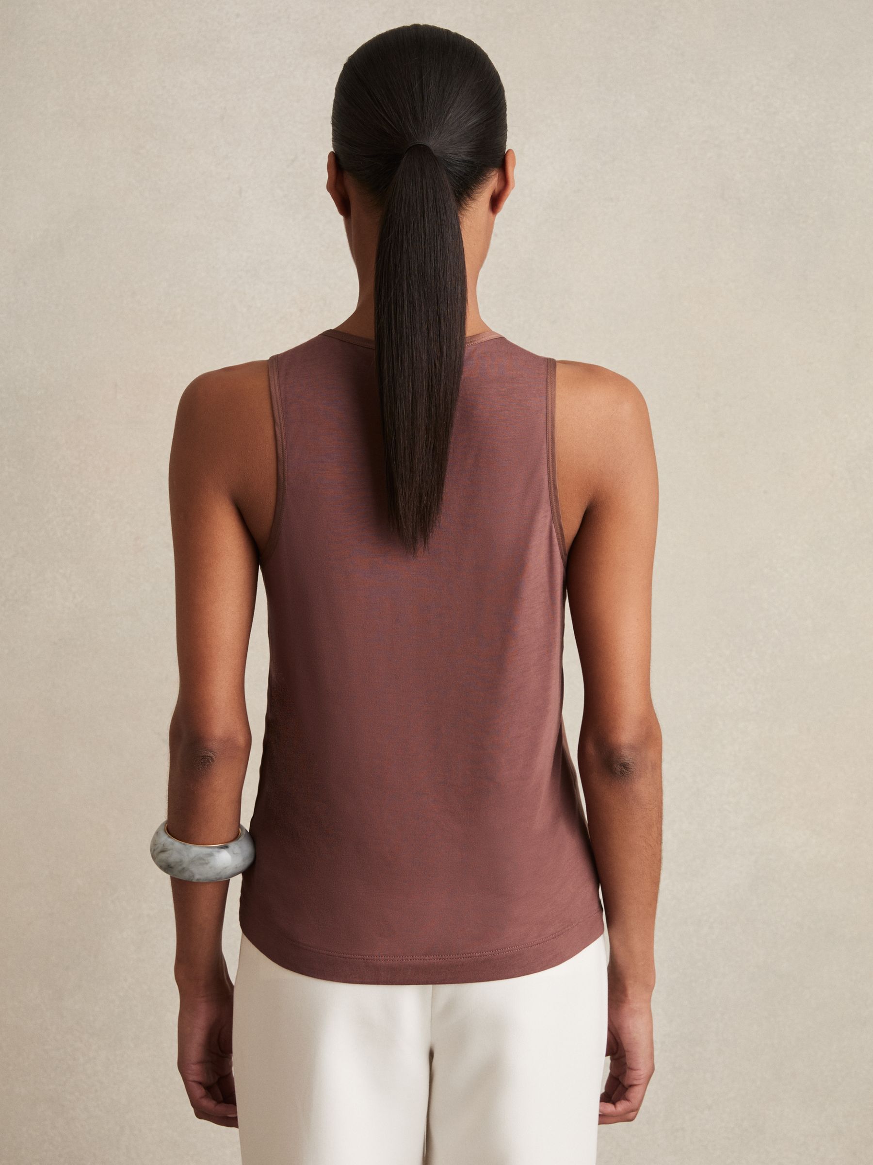 Silk-Front Cami Top in Mocha Brown