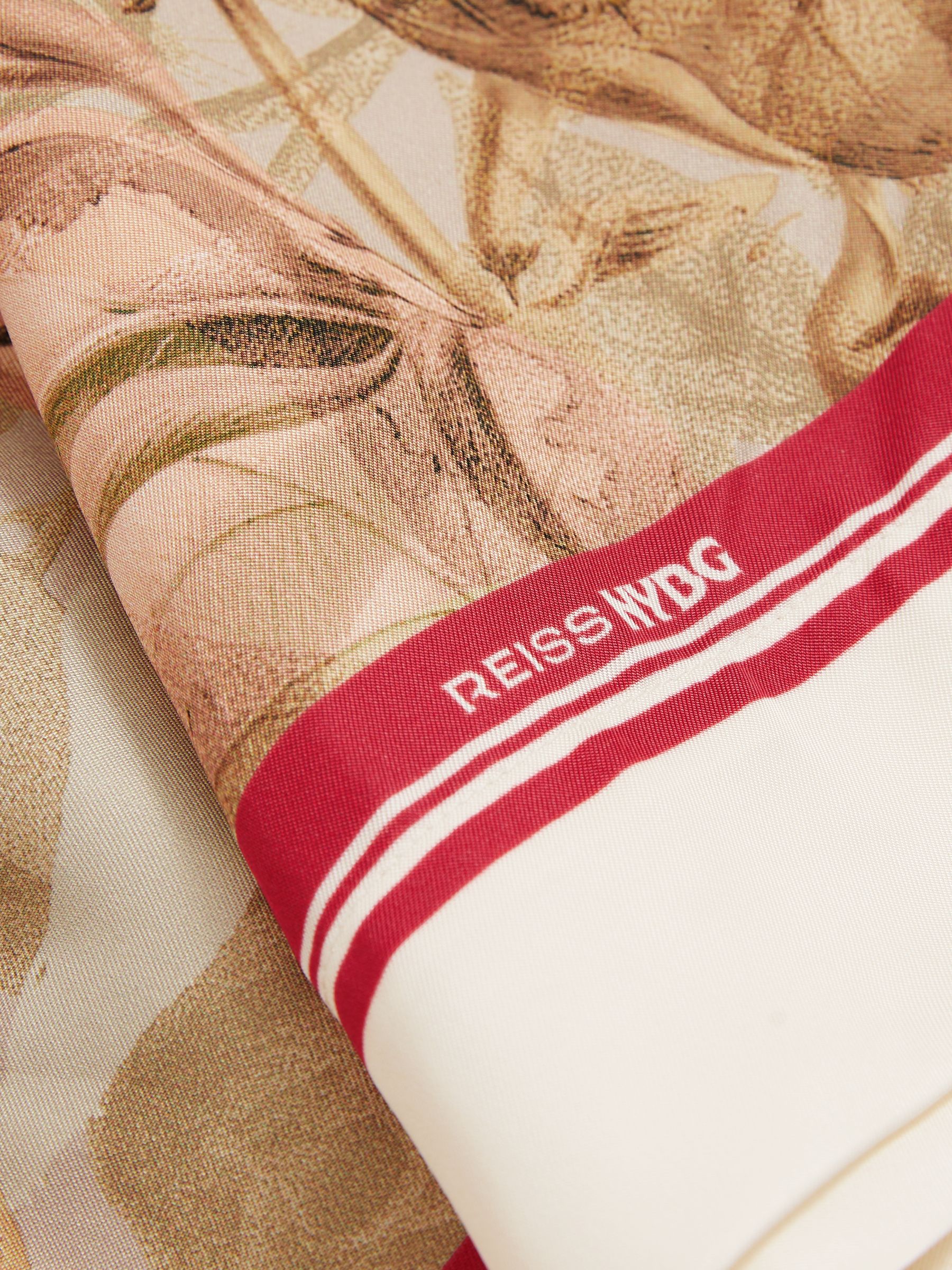 Reiss | NYBG Satin Floral-Print Shorts in Light Khaki