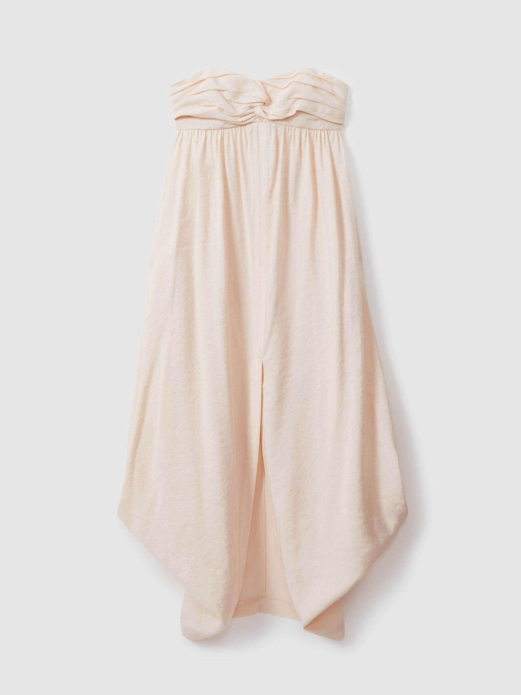 Bustier Bubble Hem Parachute Midi Dress in Neutral