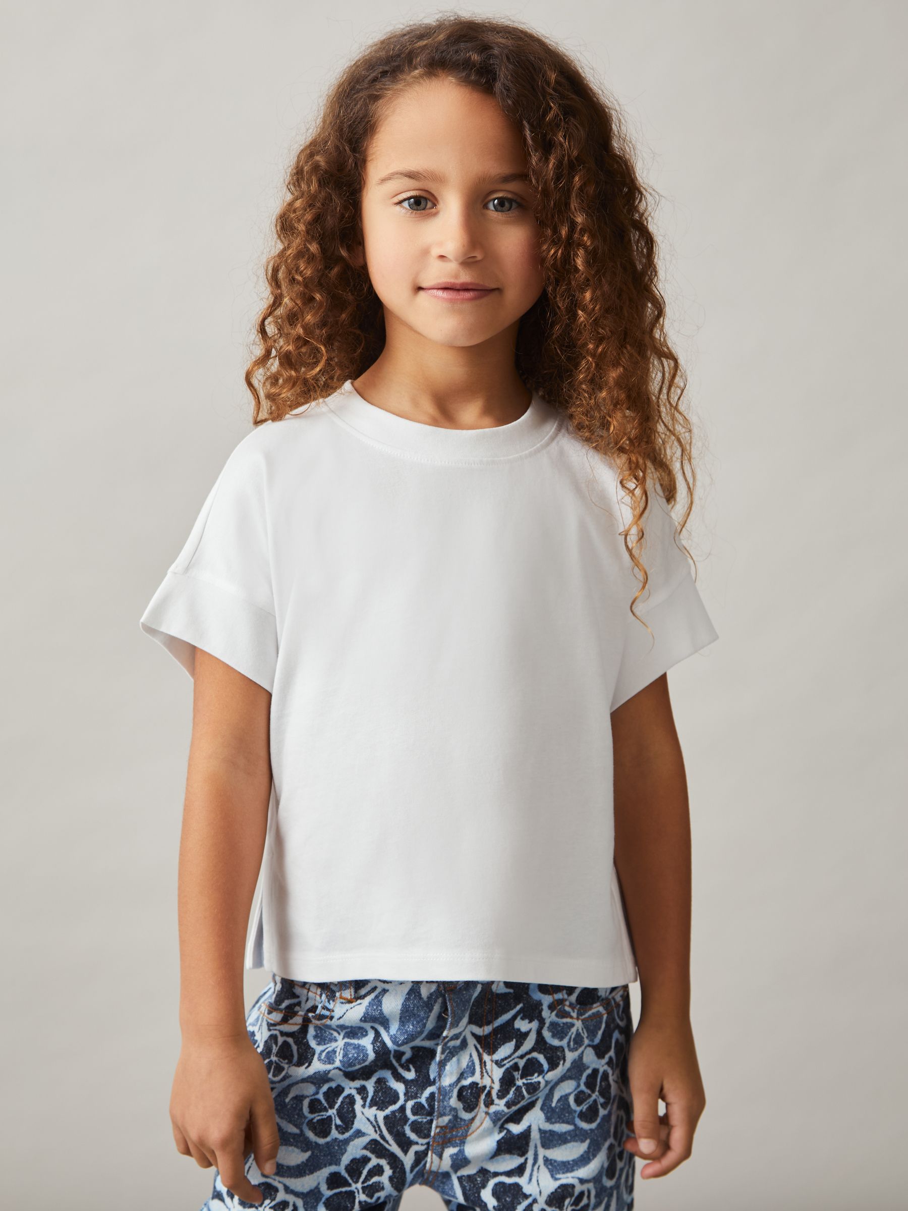 9-13 yrs Oversized Cotton Short-Sleeve T-Shirt in Ivory