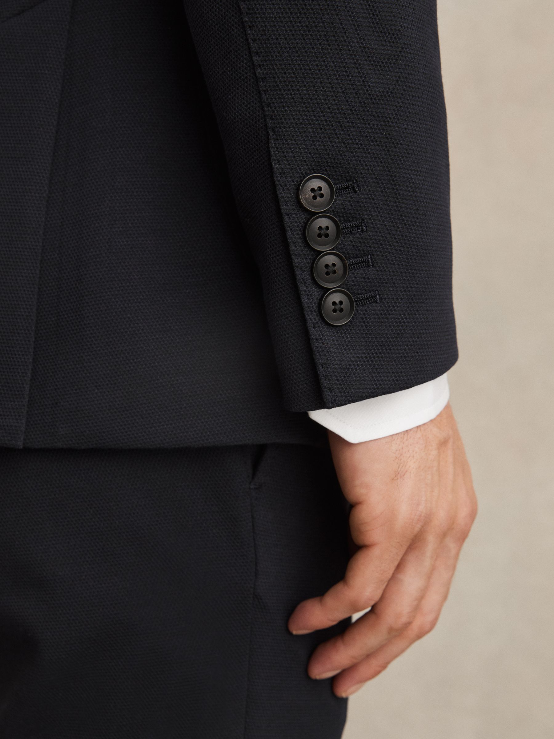 Slim-Fit Single-Breasted Jersey Suit Blazer in Navy