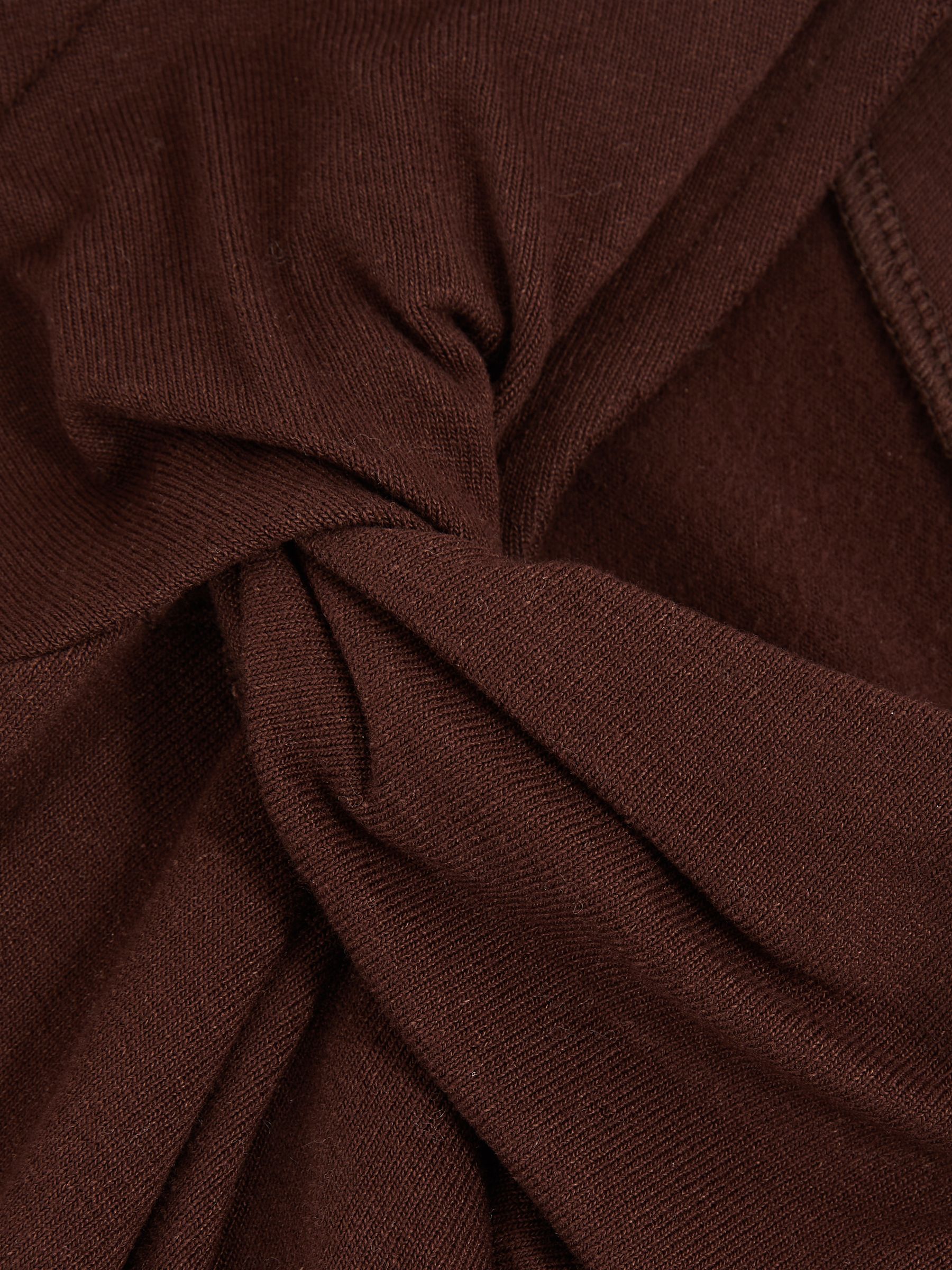 Knot Detail Jersey Bodysuit in Chocolate Brown