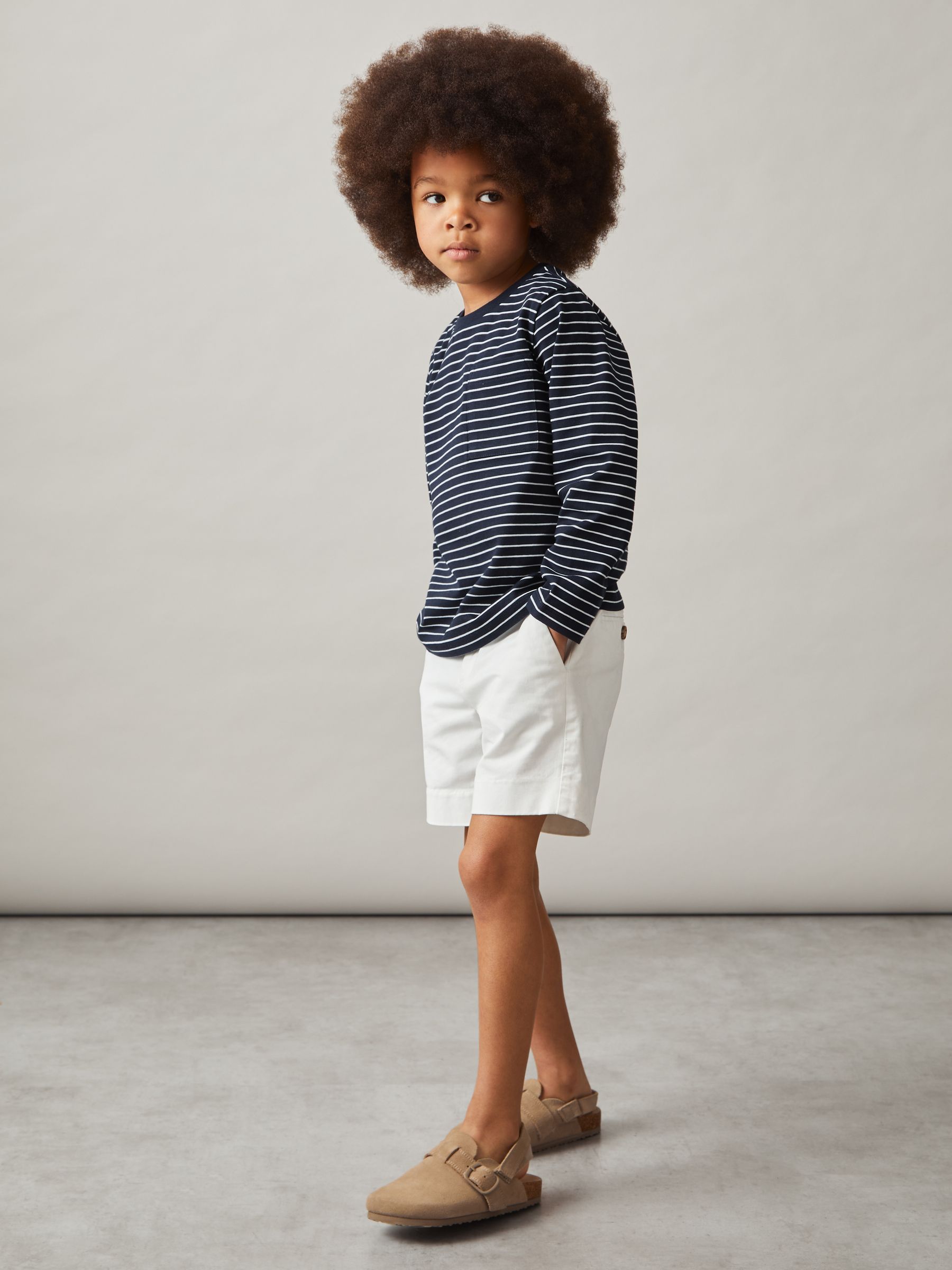 9-13 yrs Stretch-Cotton Stripe T-Shirt in Navy/White