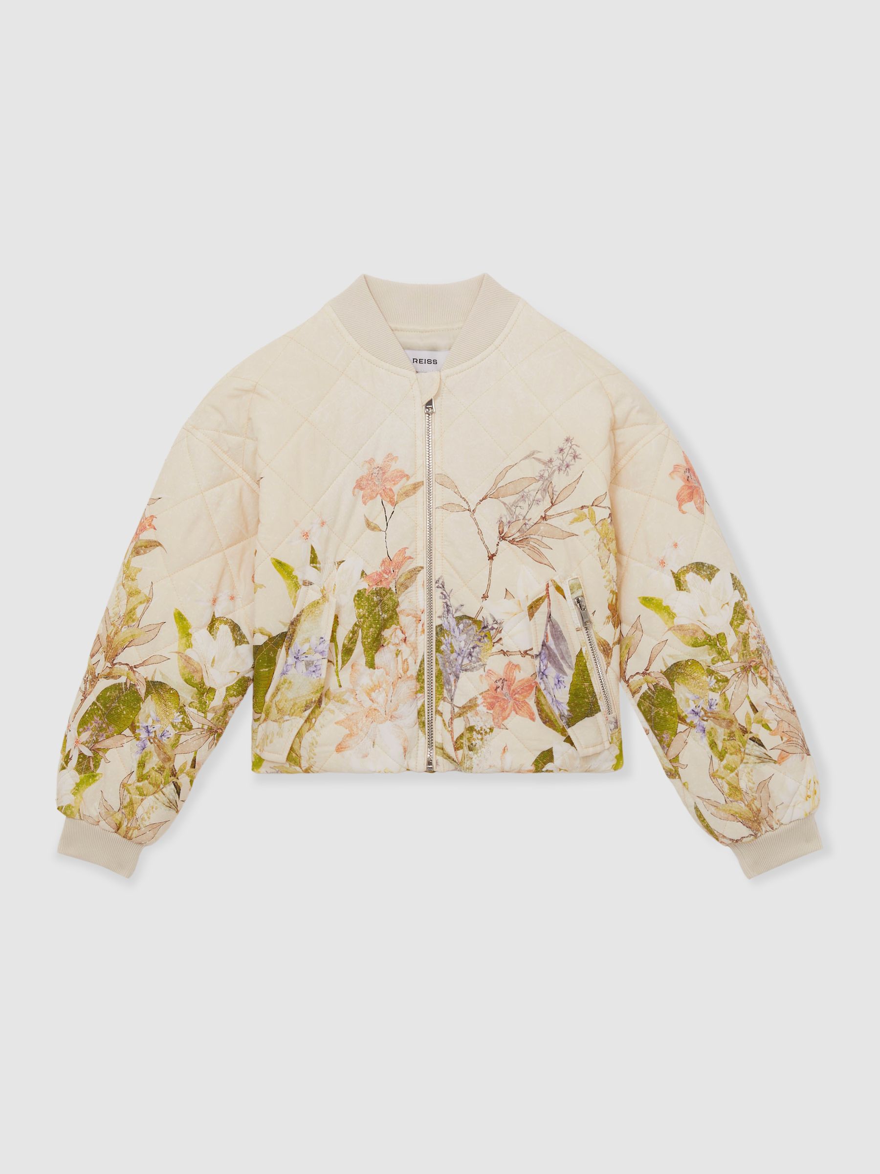 4-9 yrs Quilted Printed Bomber Jacket in Pink Print