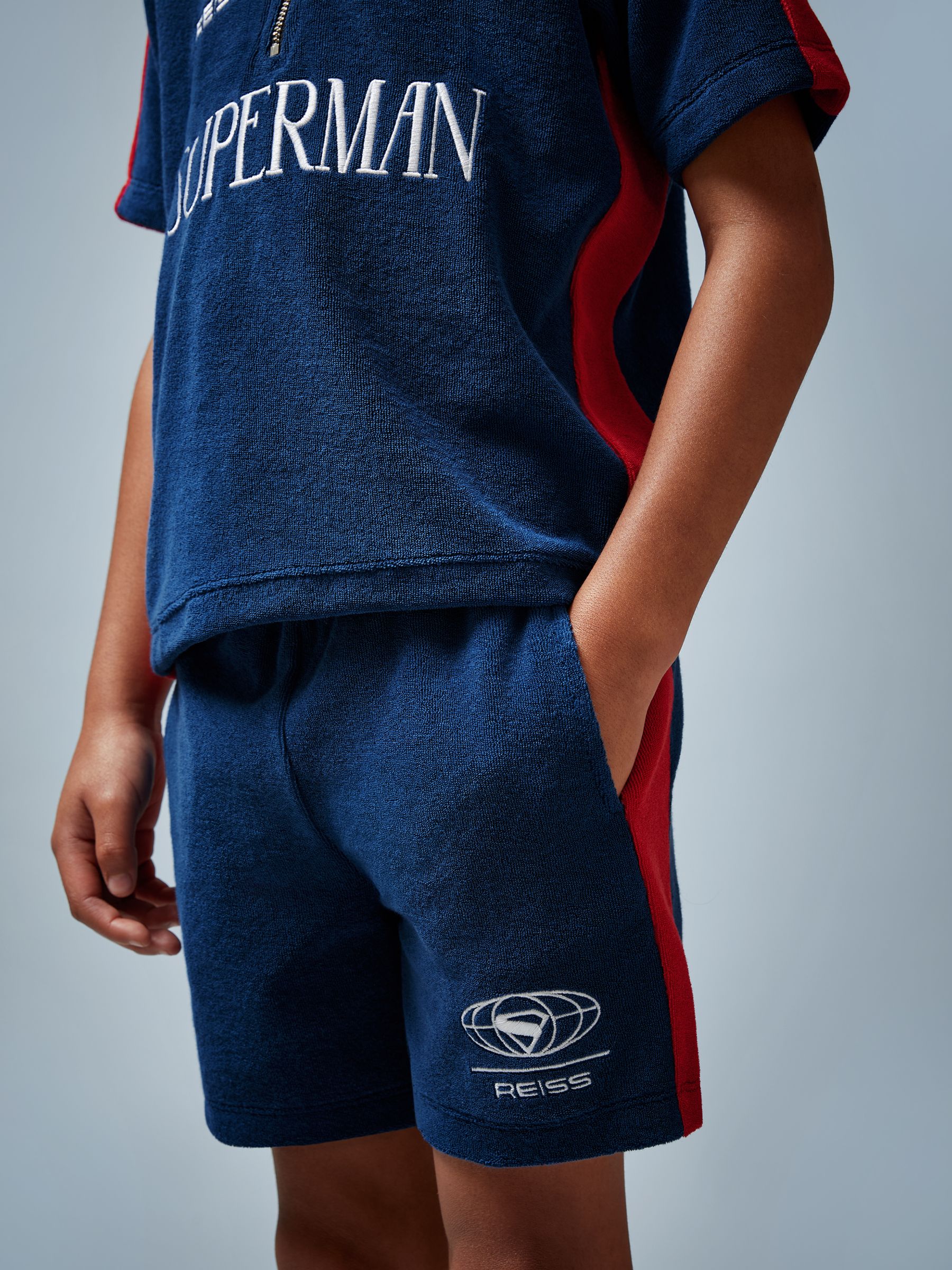 3-9 yrs Superman | Reiss Towelling Shorts in Blue/Red