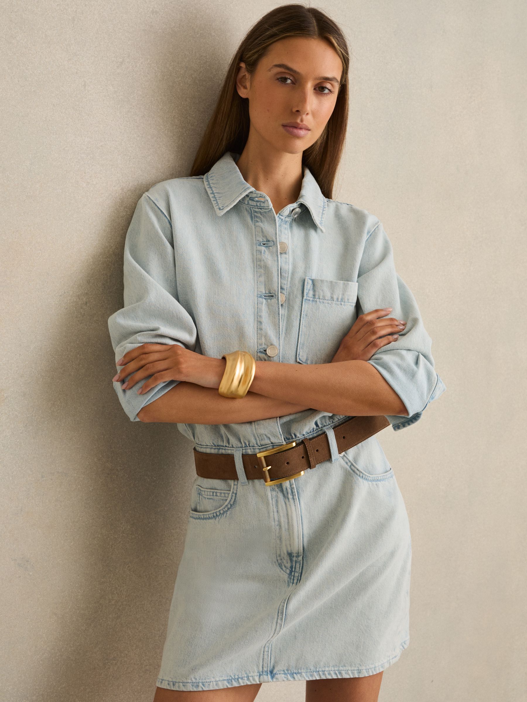 Denim Mini Dress in Indigo