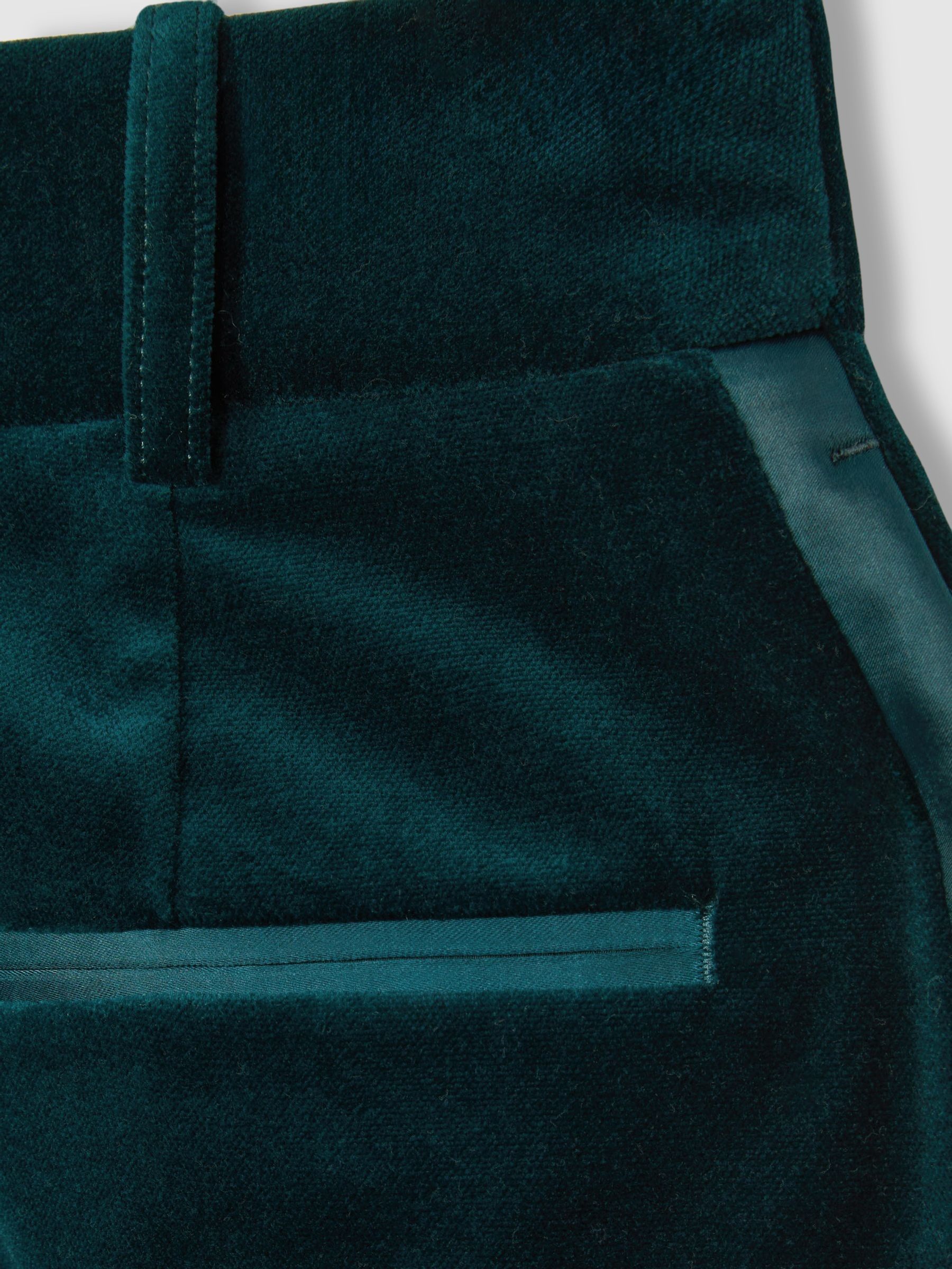 Velvet and Satin Suit Skirt in Teal