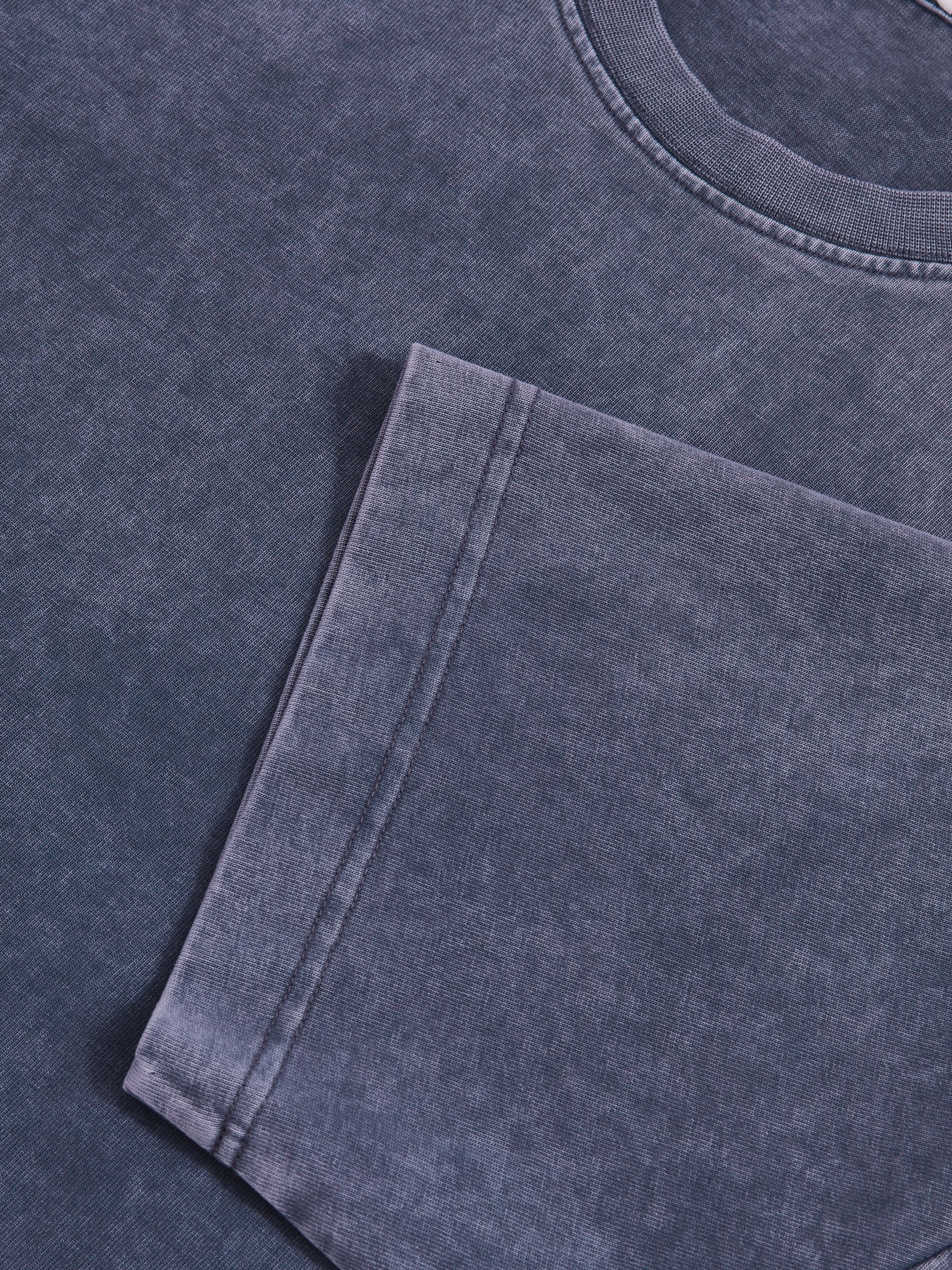 Cotton Garment-Dyed Oversize T-Shirt in Indigo Blue