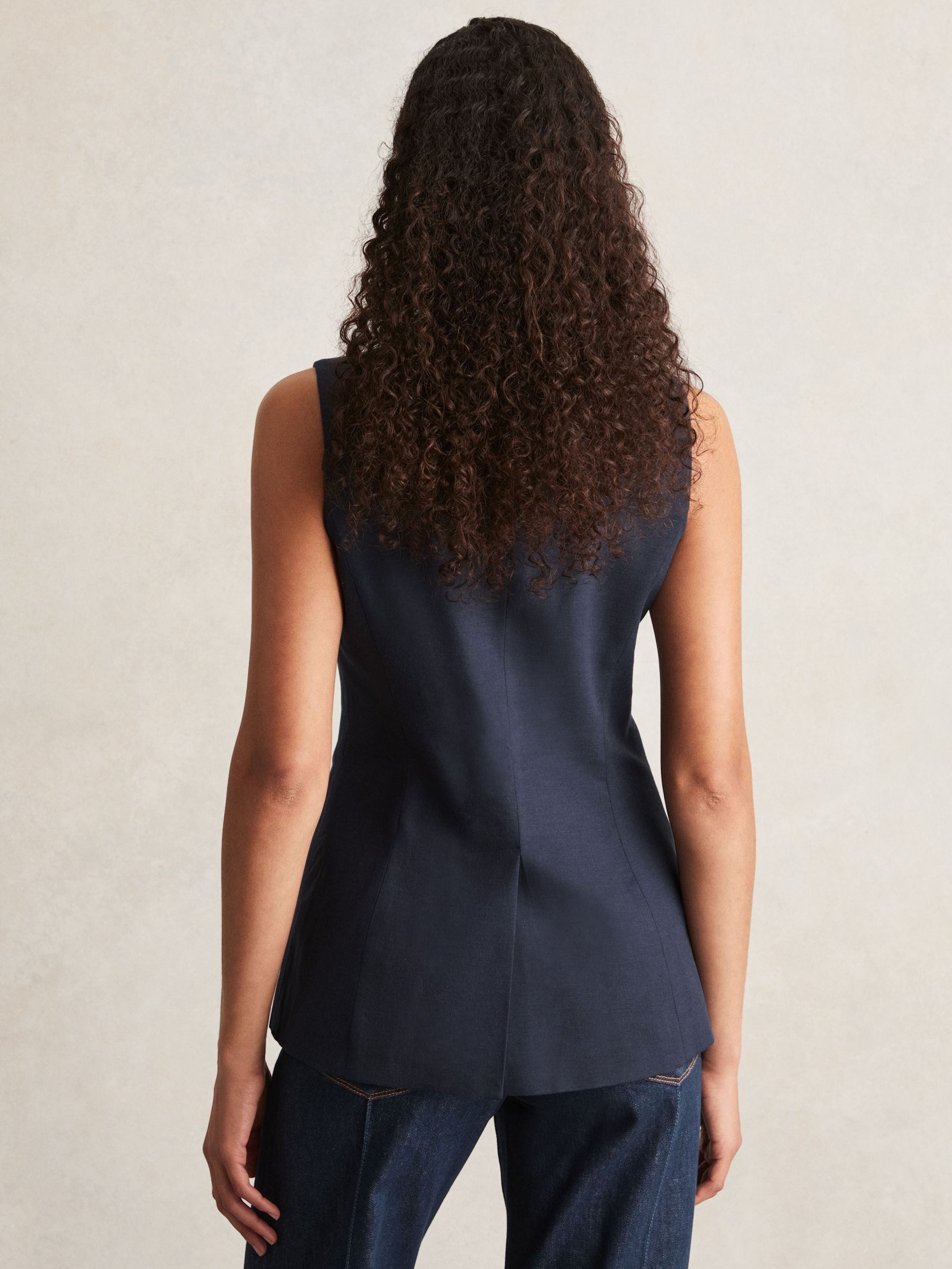 Paige Button-Through Vest in Dark Ink Blue