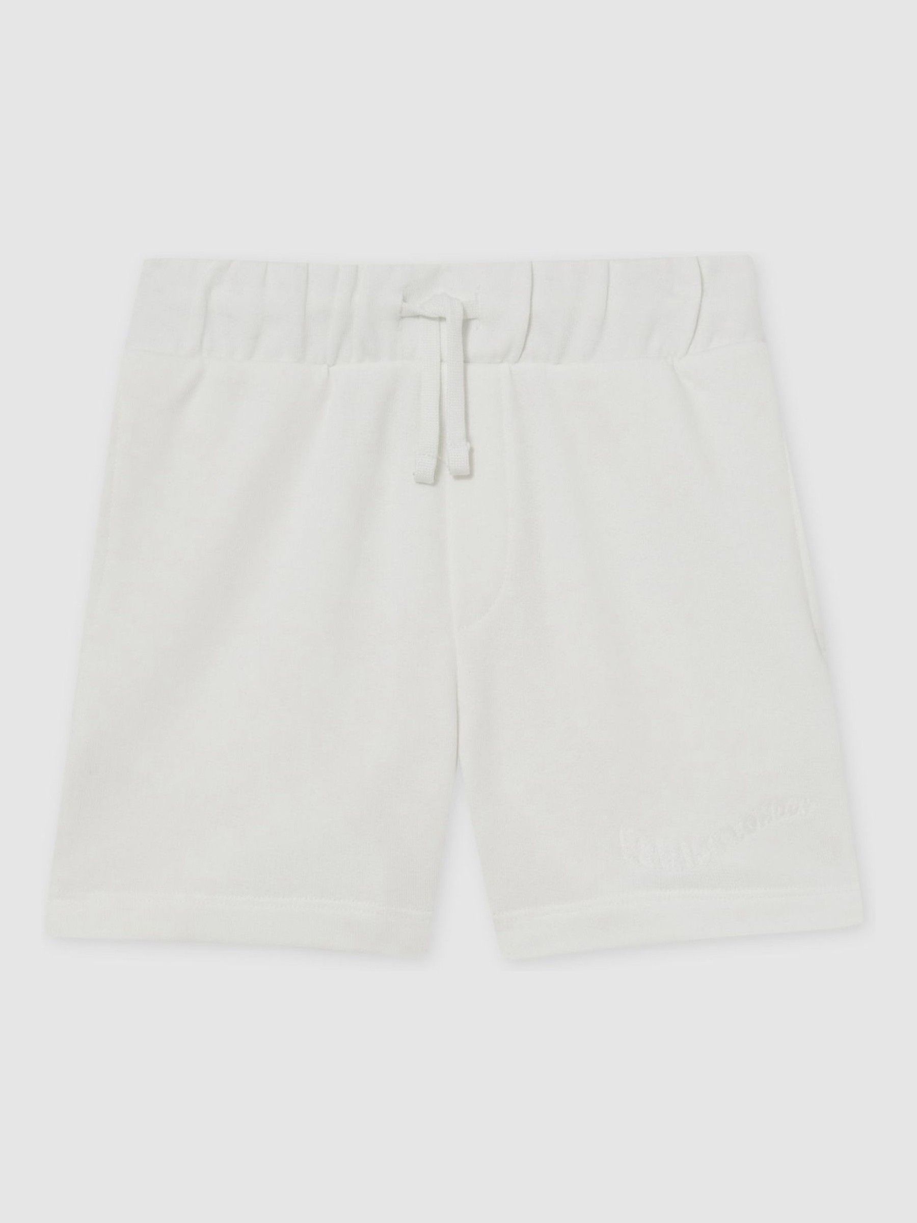 3-9 yrs Cotton Brand-Embroidered Shorts in Off White