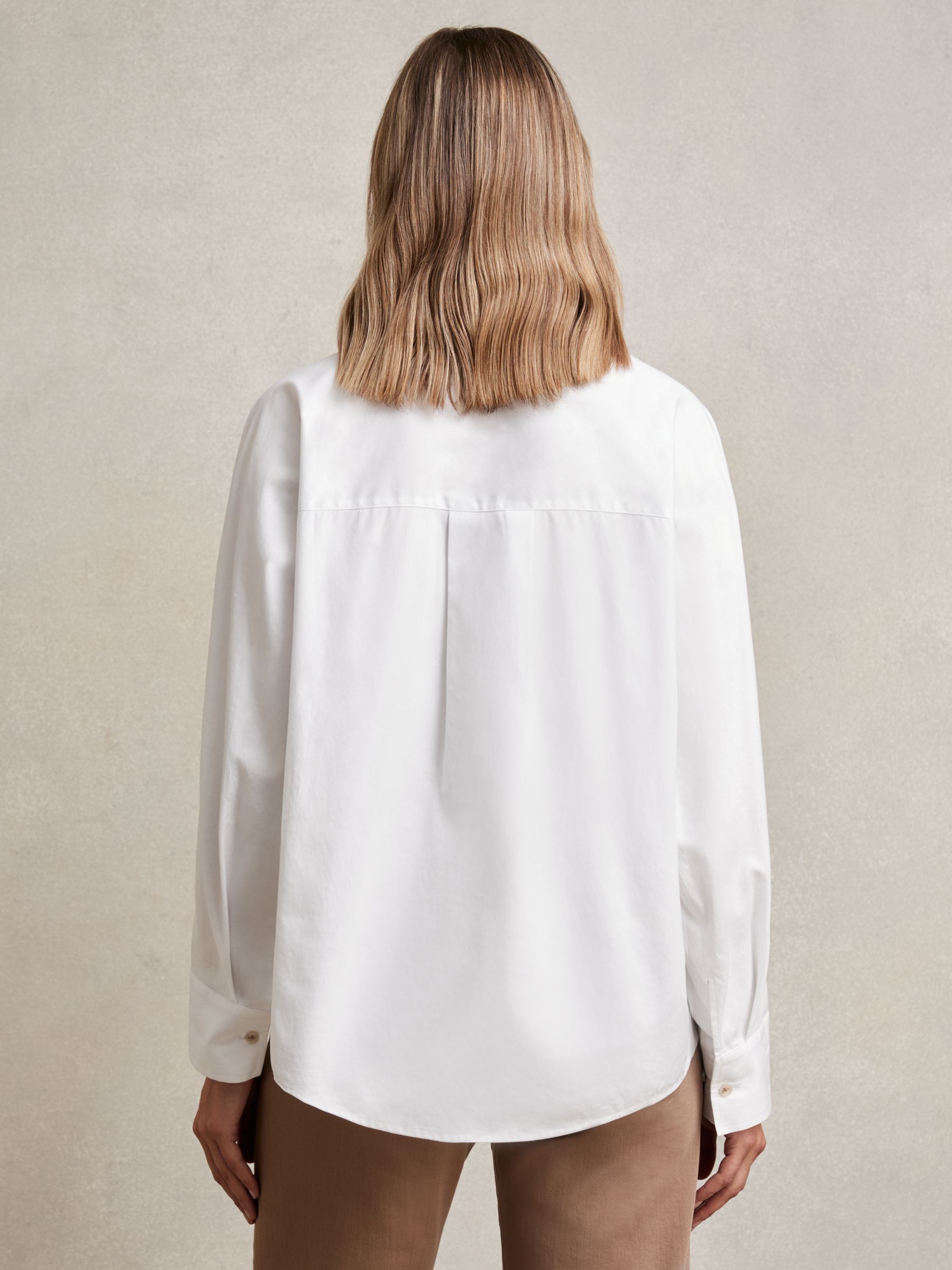 Cotton Button Through Oxford Shirt in White