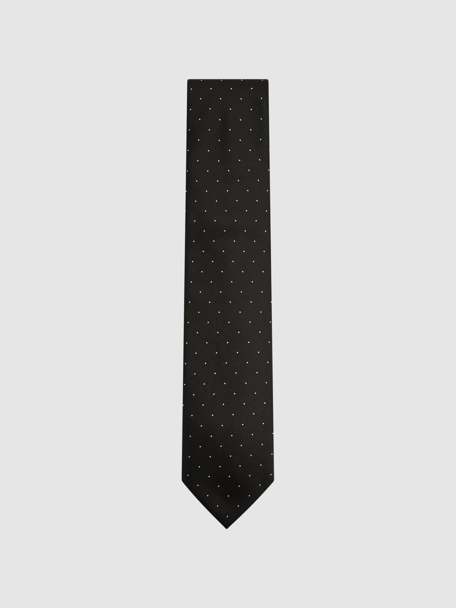 Polka Dot Silk Tie in Black