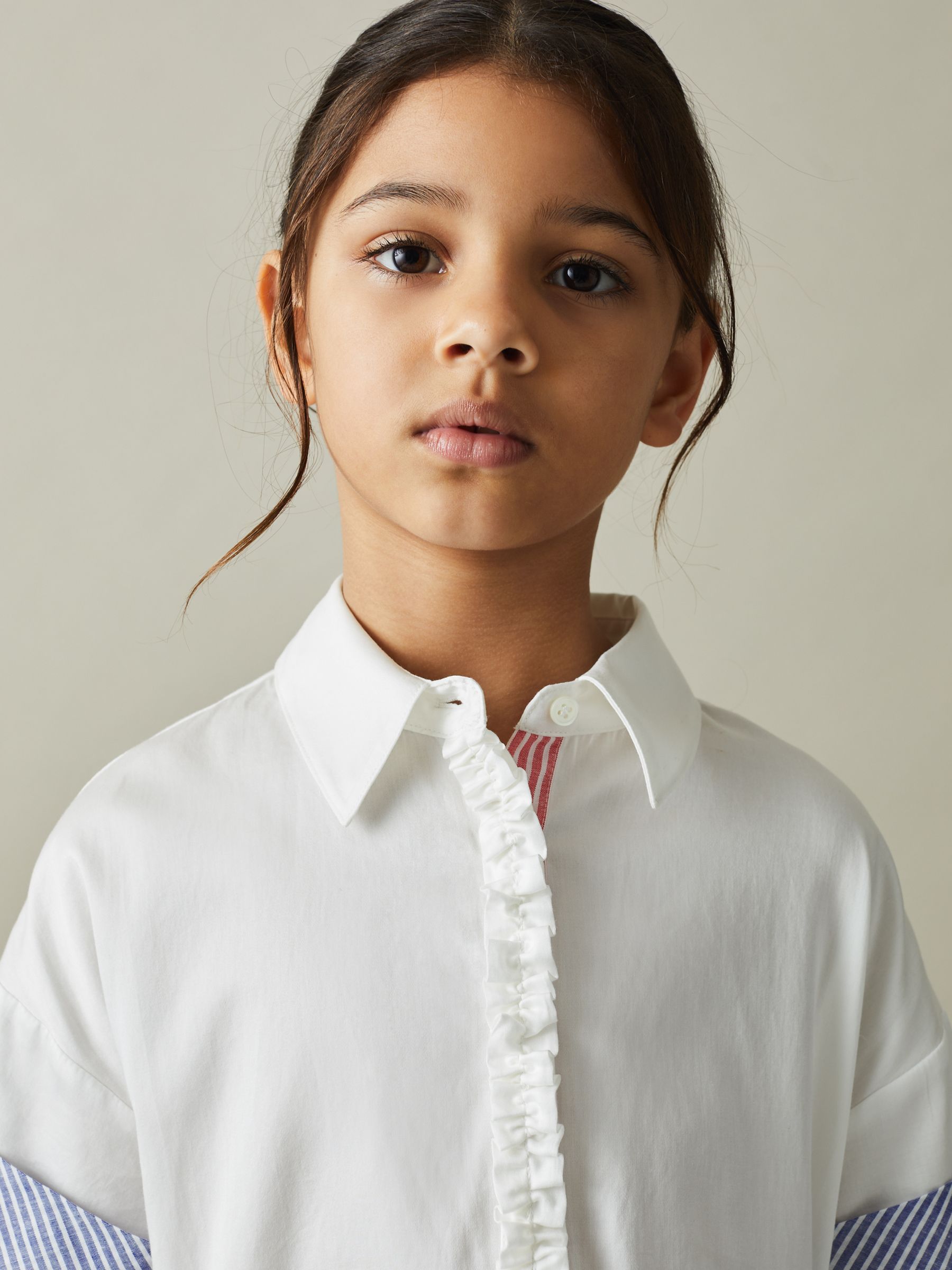 9-13 yrs Cotton Shirt Dress in Ivory