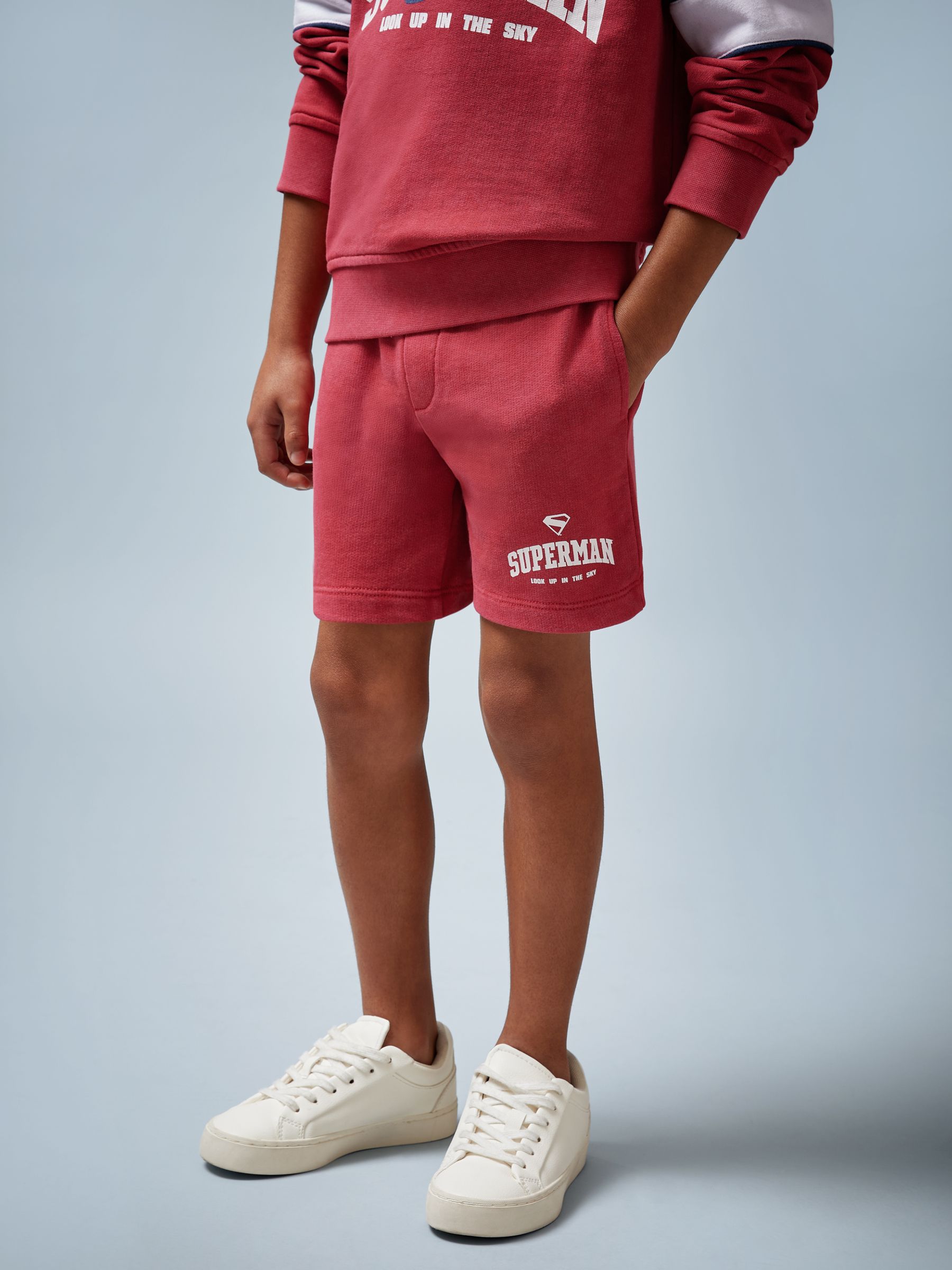 13-14 yrs Superman | Reiss Cotton Logo Shorts in Red