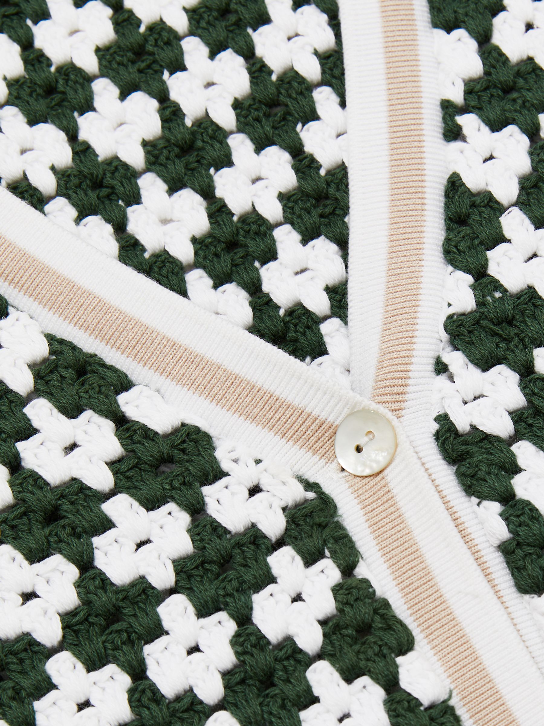 Crochet Button Through 100% Cotton Vest in Green