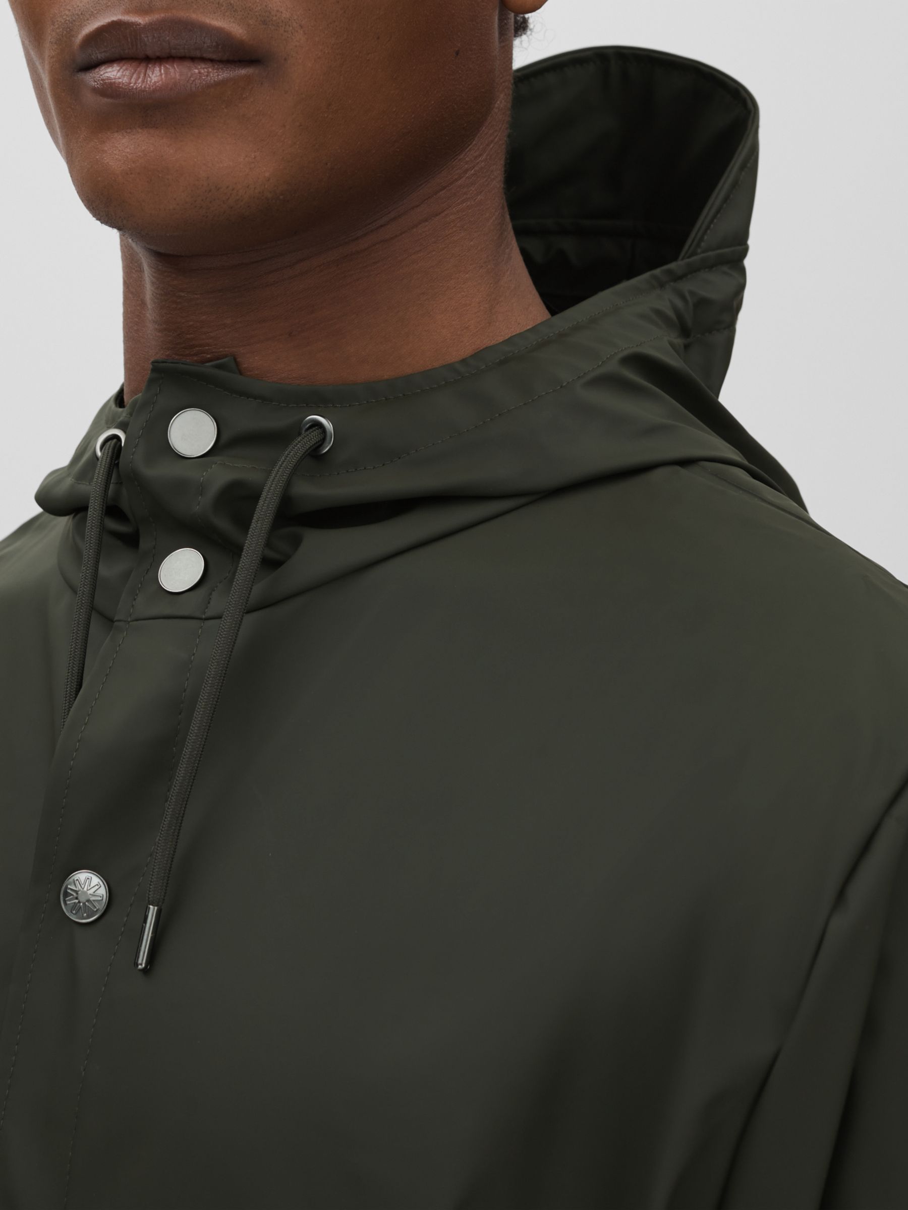 Rains Unisex Hooded Raincoat in Dark Green