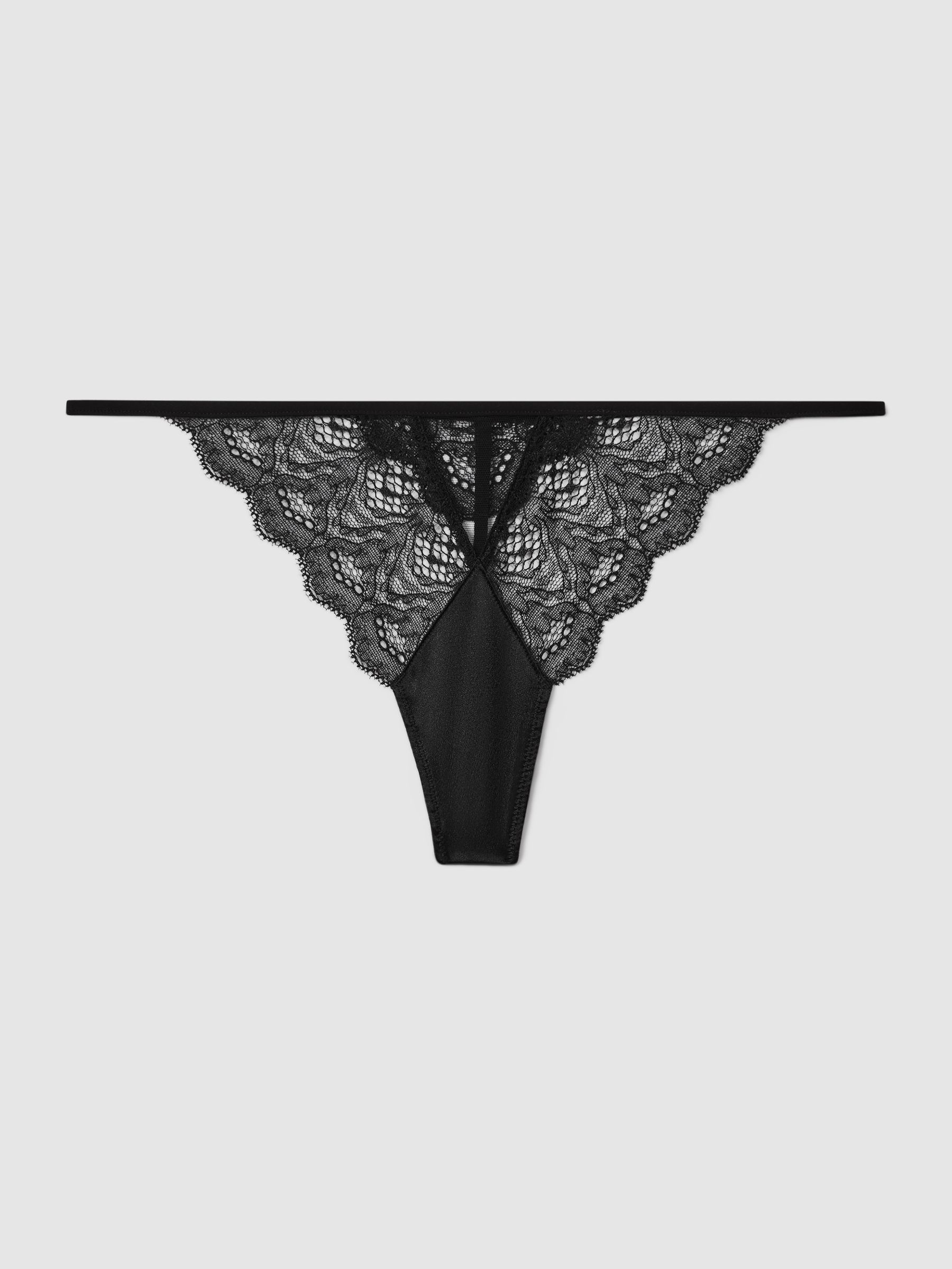Underwear Mesh Lace Thong in Black
