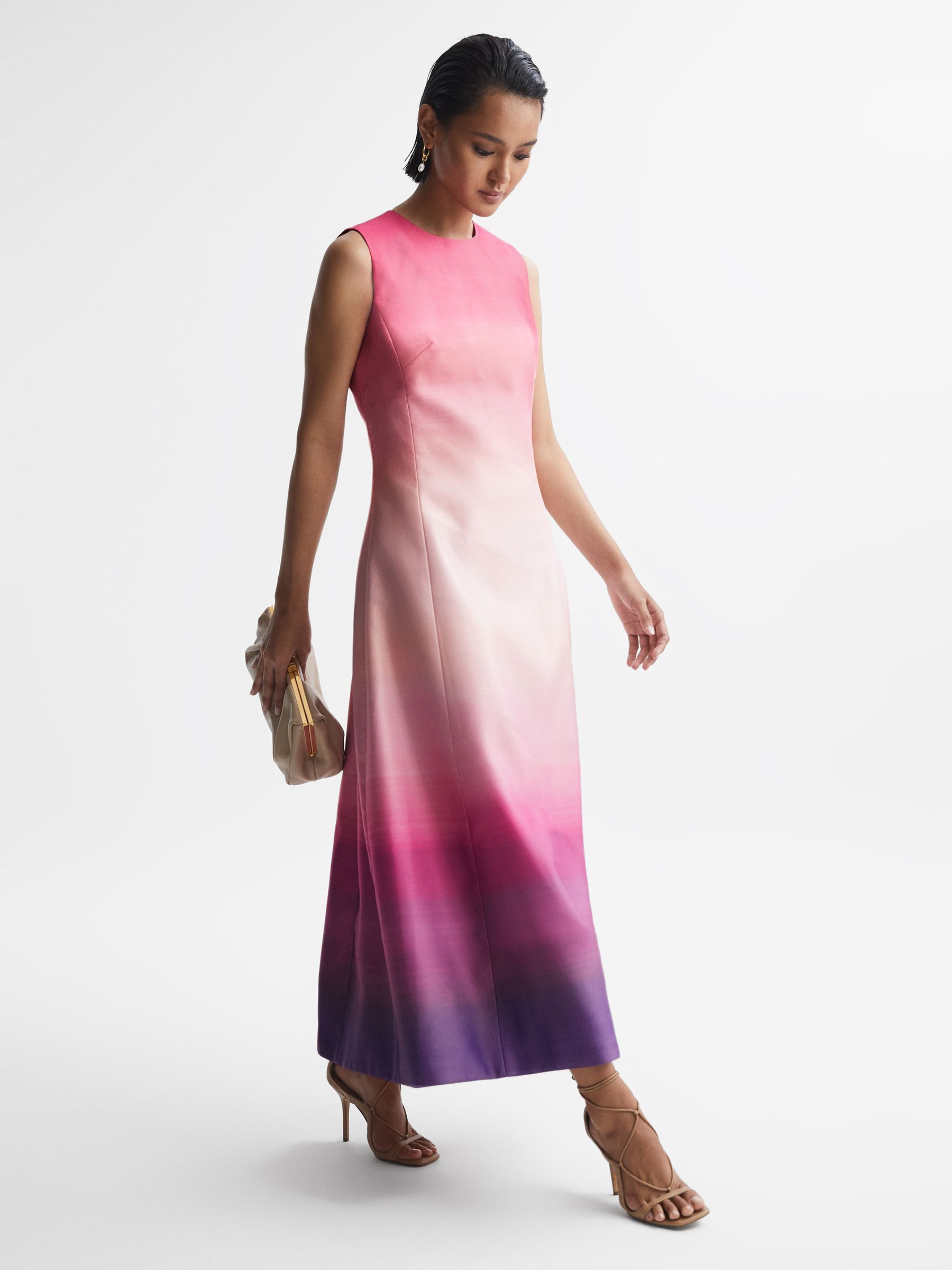 Leo Lin Ombre Sleeveless Midi Dress in Ombre Coral