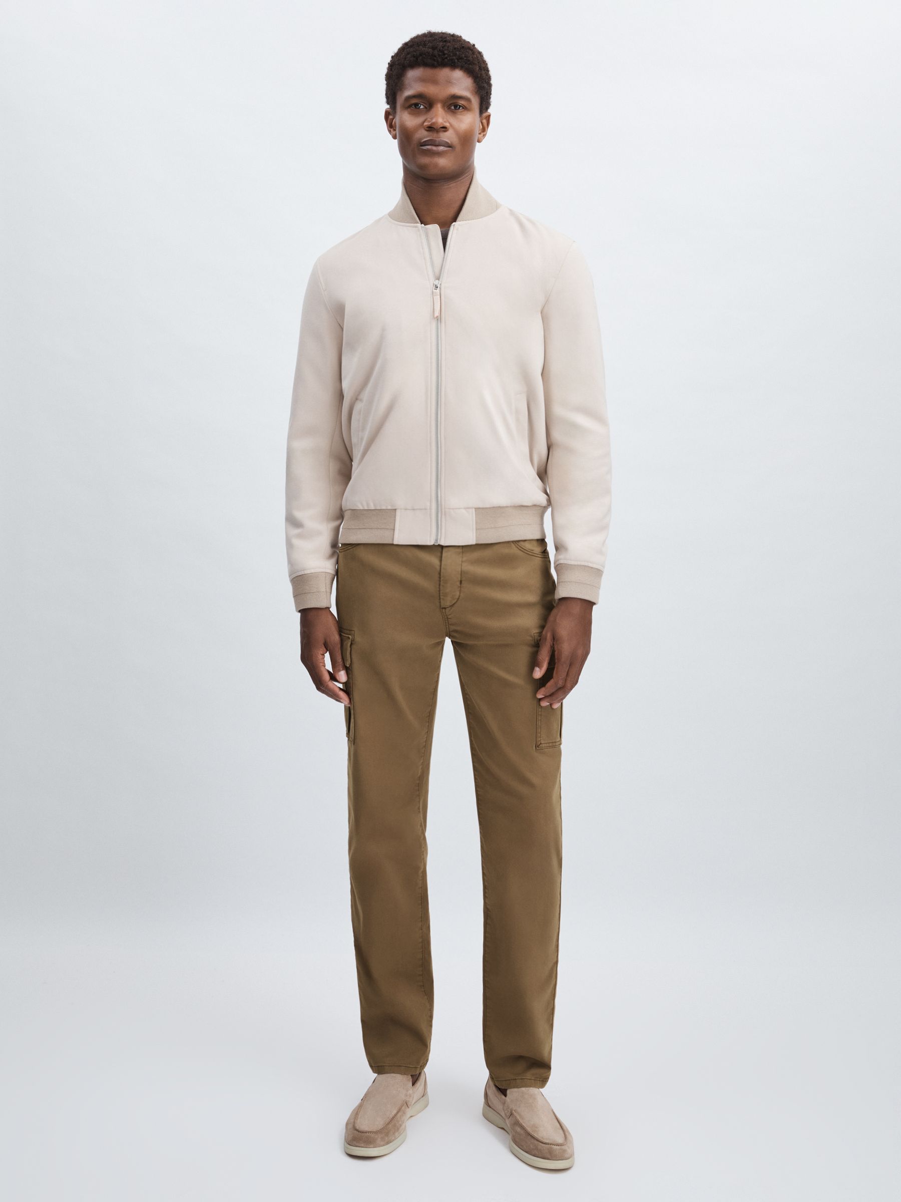 Paige Stretch-Cotton Slim Cargo Trousers in Sand