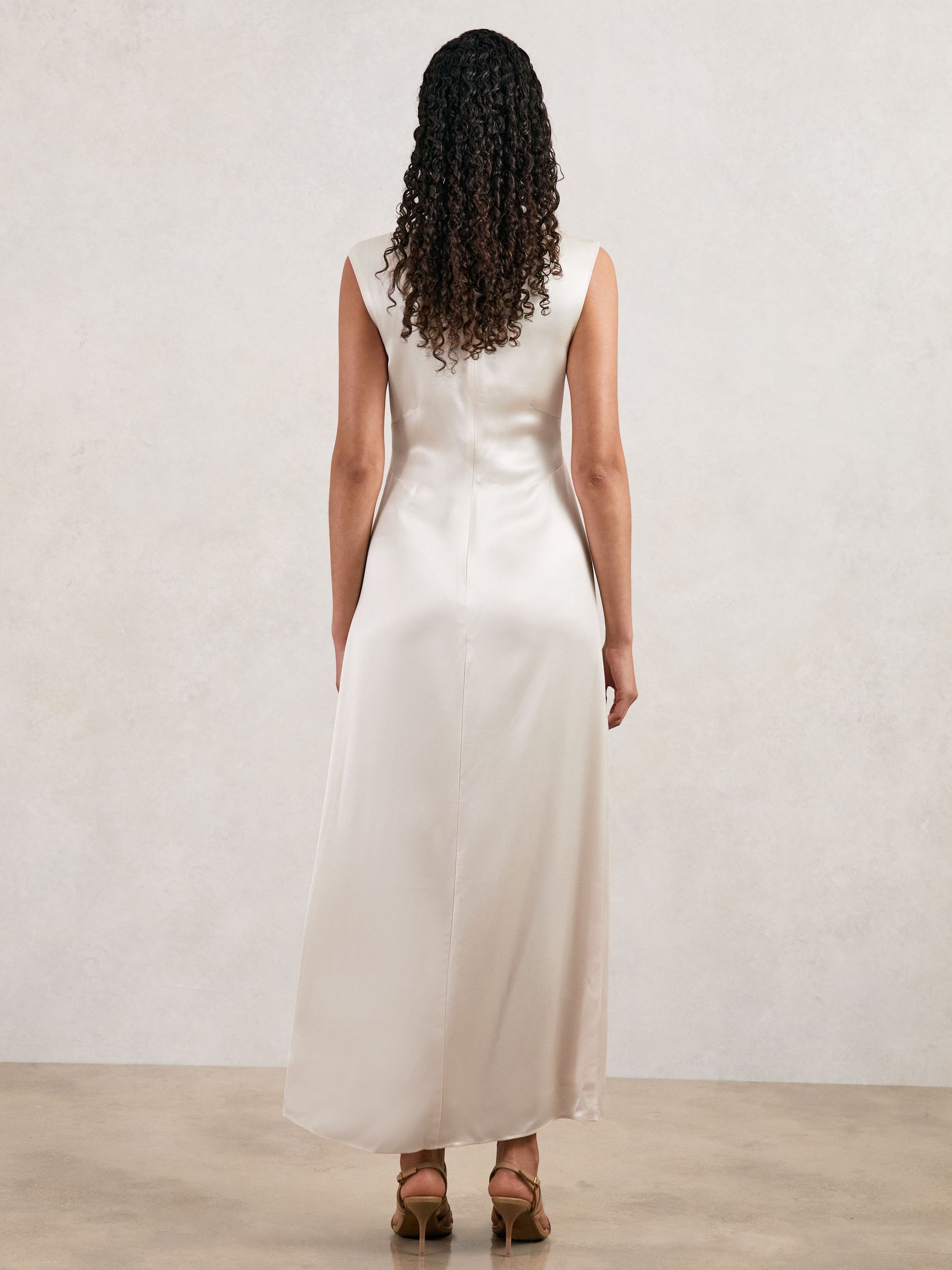 Acler Satin Draped Maxi Dress in Ivory